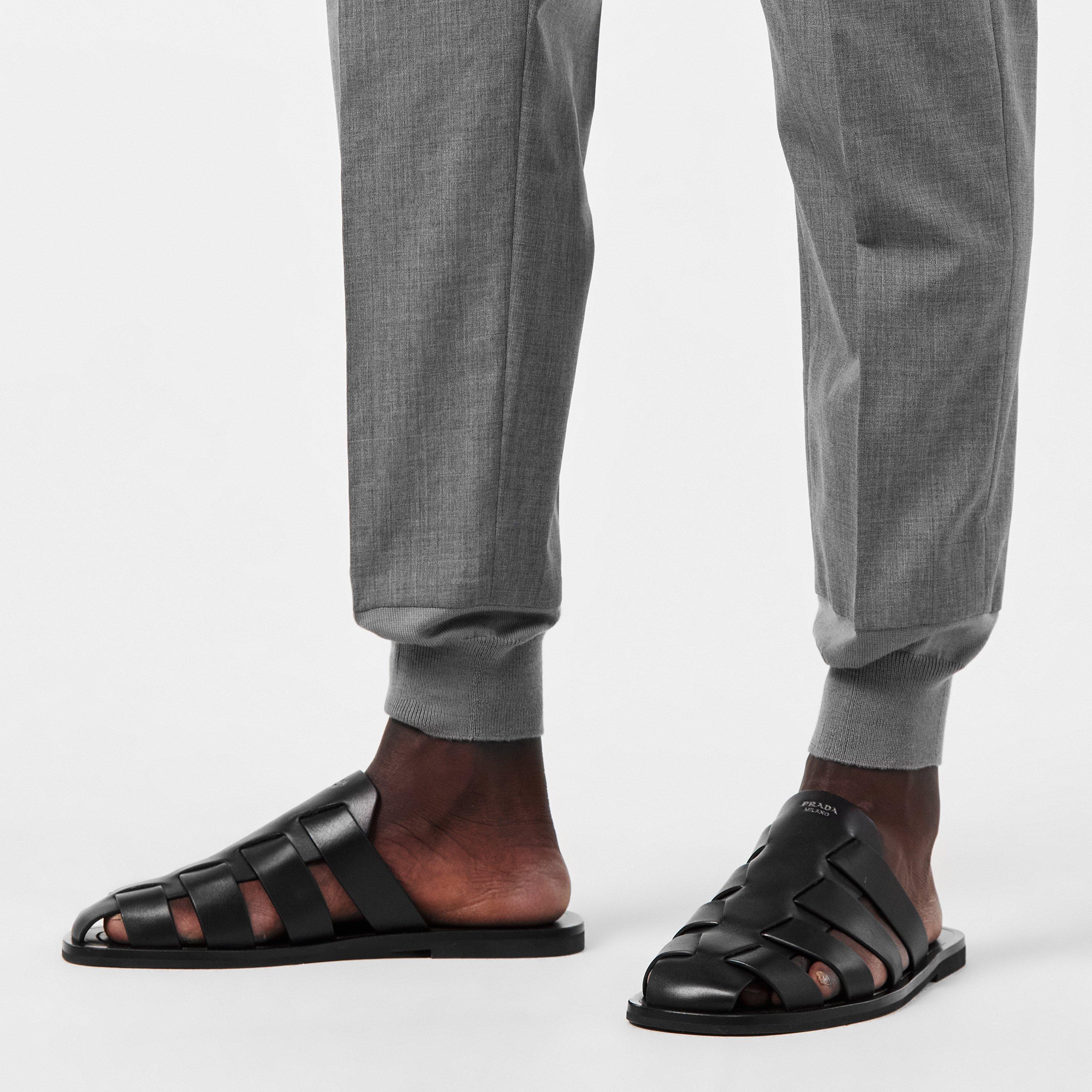 Black - Prada - Men's Strapped Gladiator Flat Sandals - 3