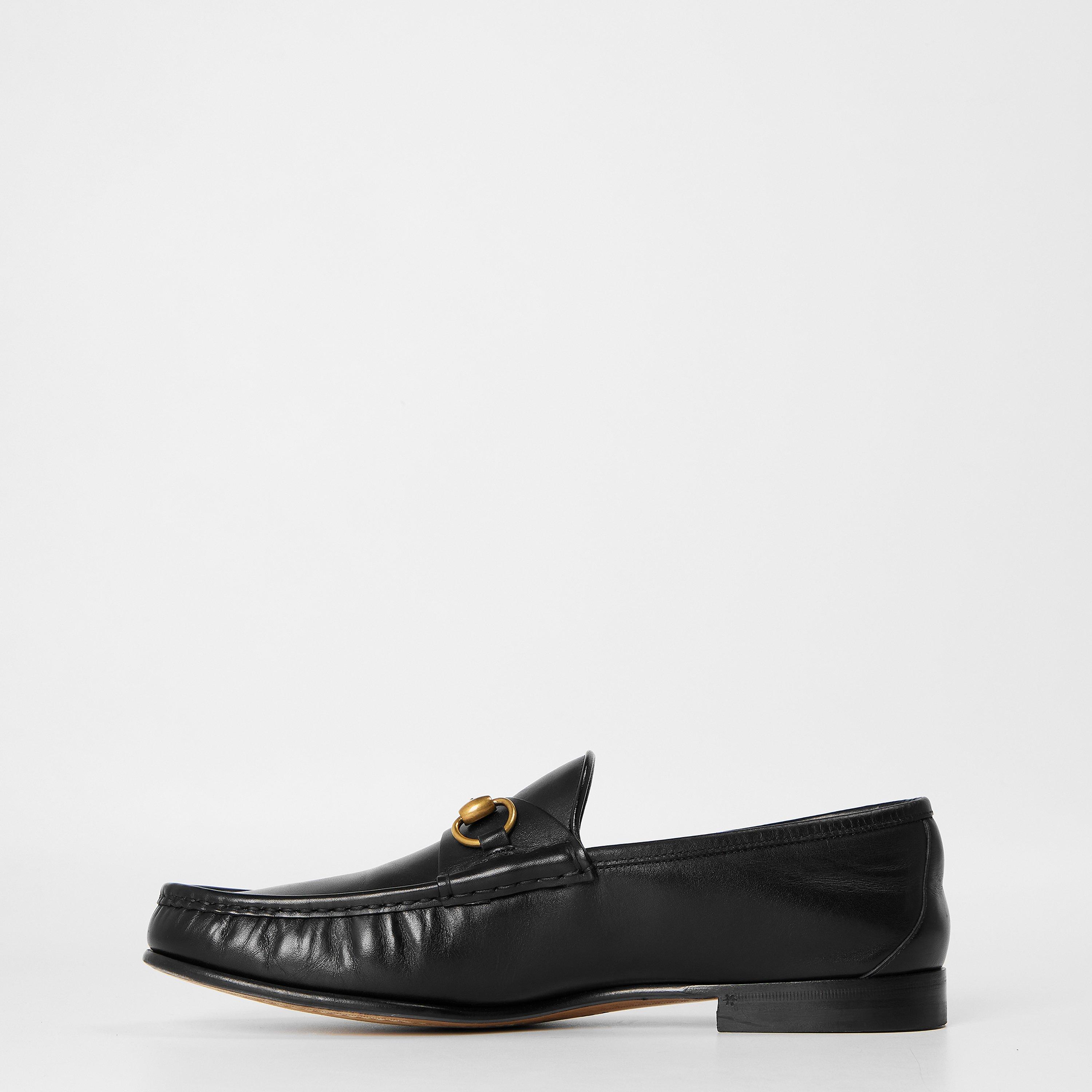 Black - Gucci - Men's Horsebit Leather Roos Loafers - 2