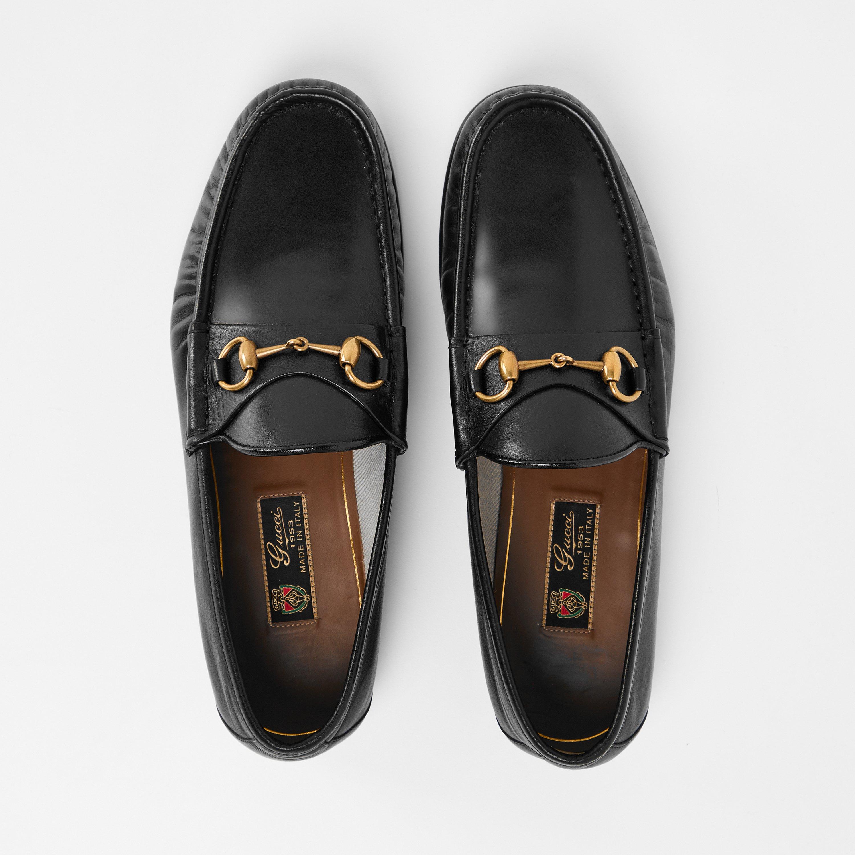 Black - Gucci - Men's Horsebit Leather Roos Loafers - 6