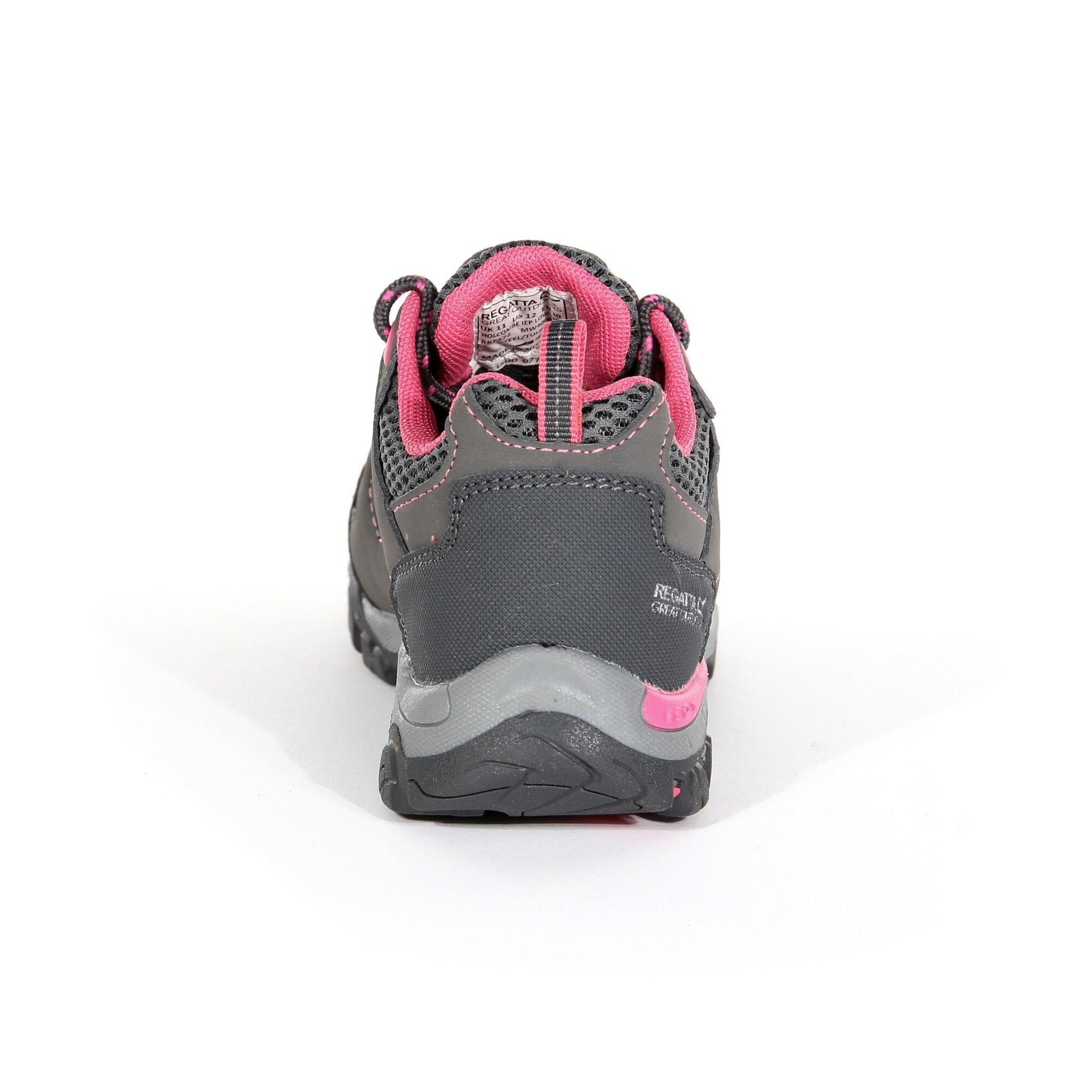 Steel/Tulip - Regatta - Kids Holcombe Waterproof Low Walking Shoes - 13