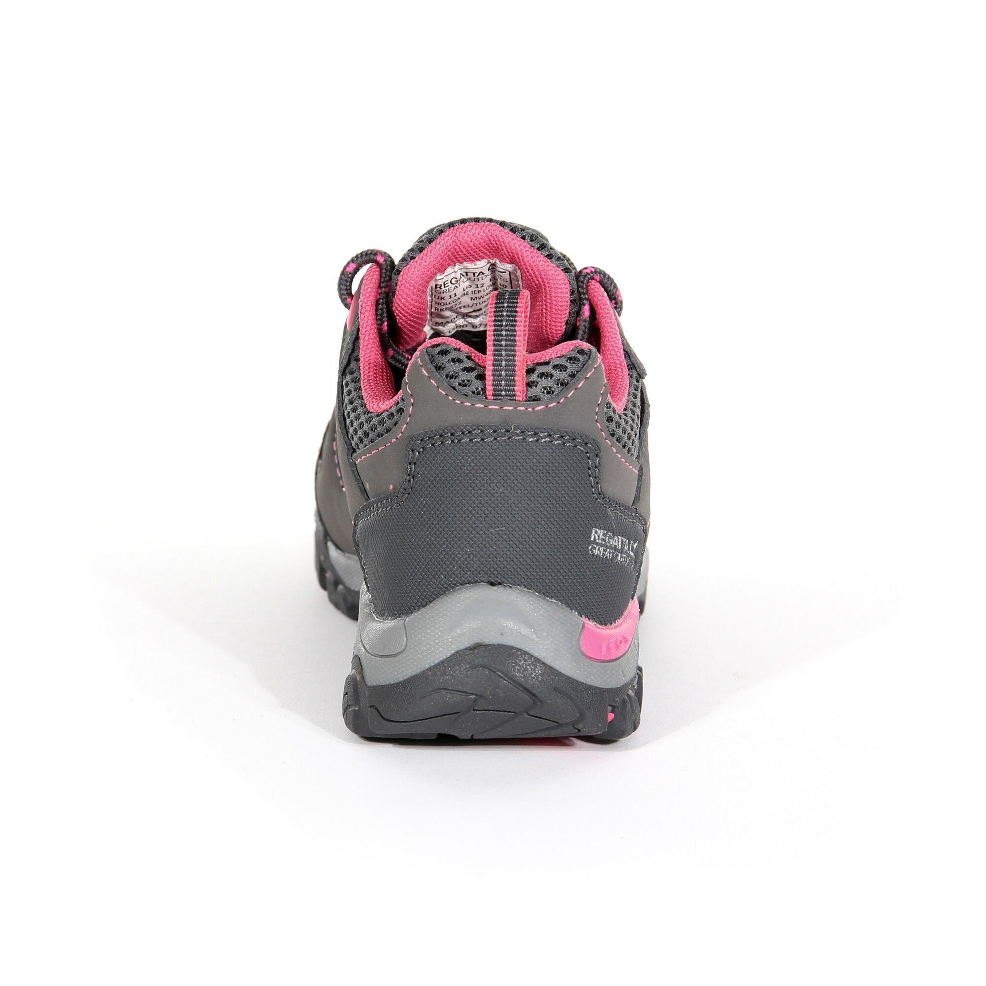 Steel/Tulip - Regatta - Kids Holcombe Waterproof Low Walking Shoes - 15