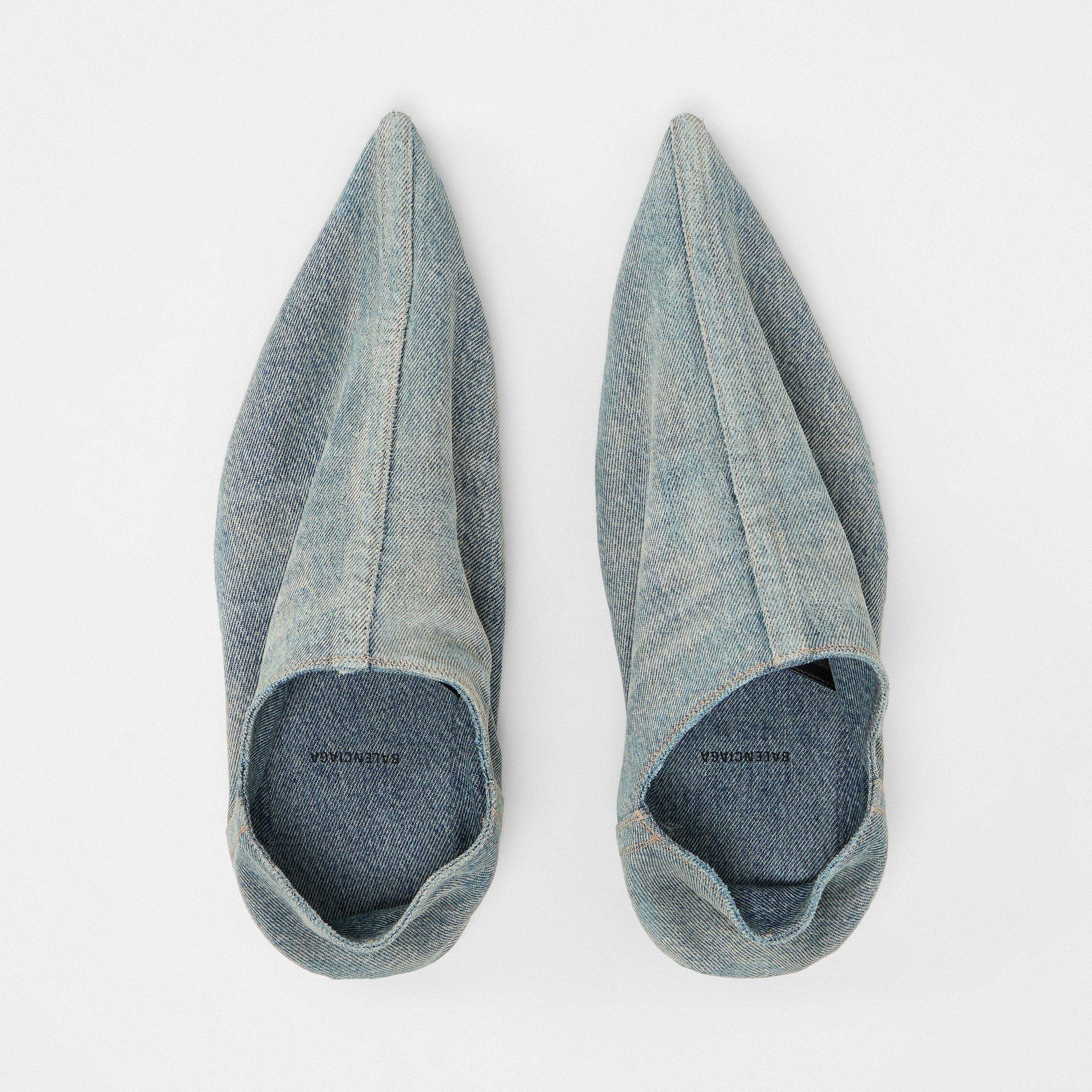 Navy Rust - Balenciaga - Pointed Denim Mules - 4