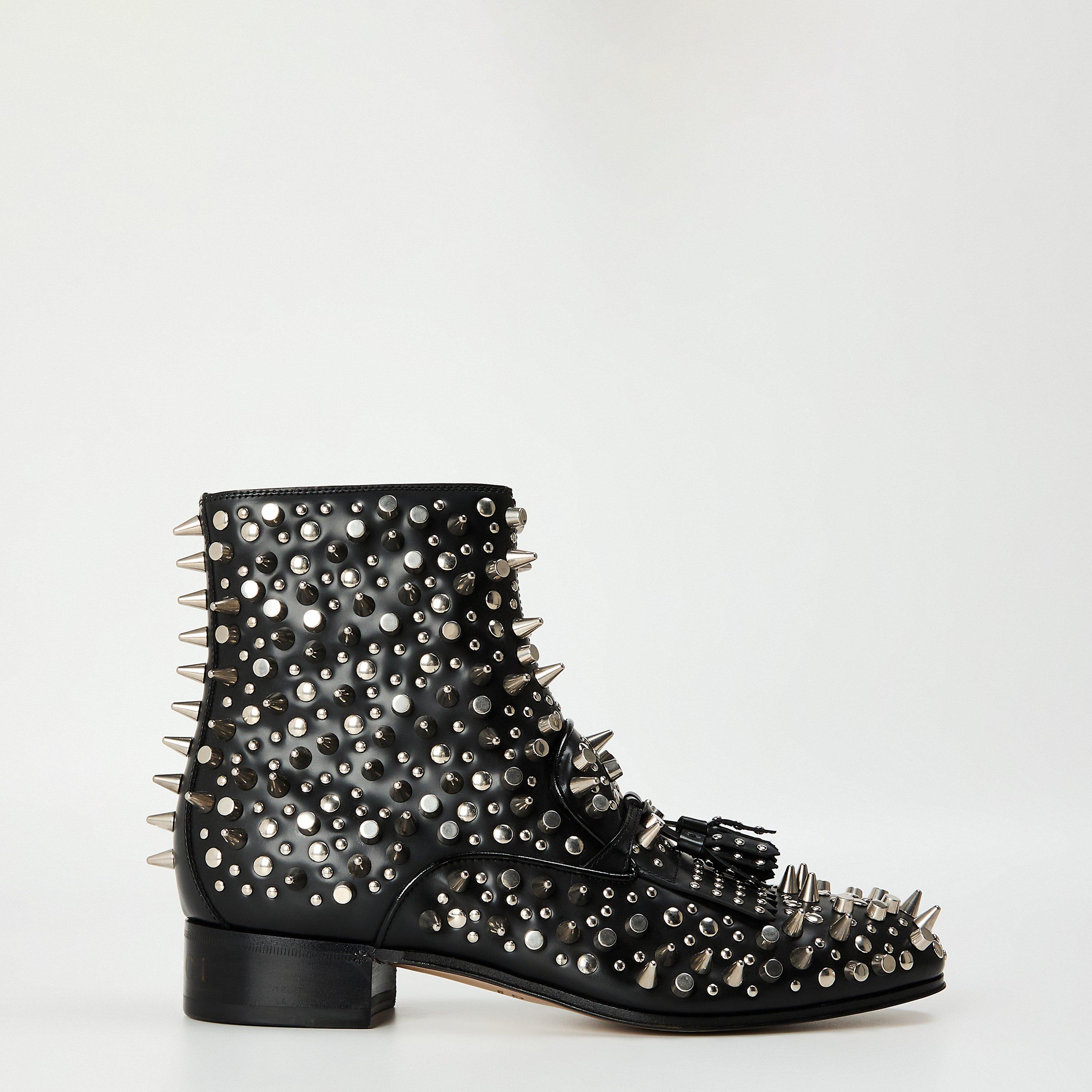 Gucci Men's Metal Hardware Interior Zip Knee High Boots - Black/Nero - Size 7 (41)