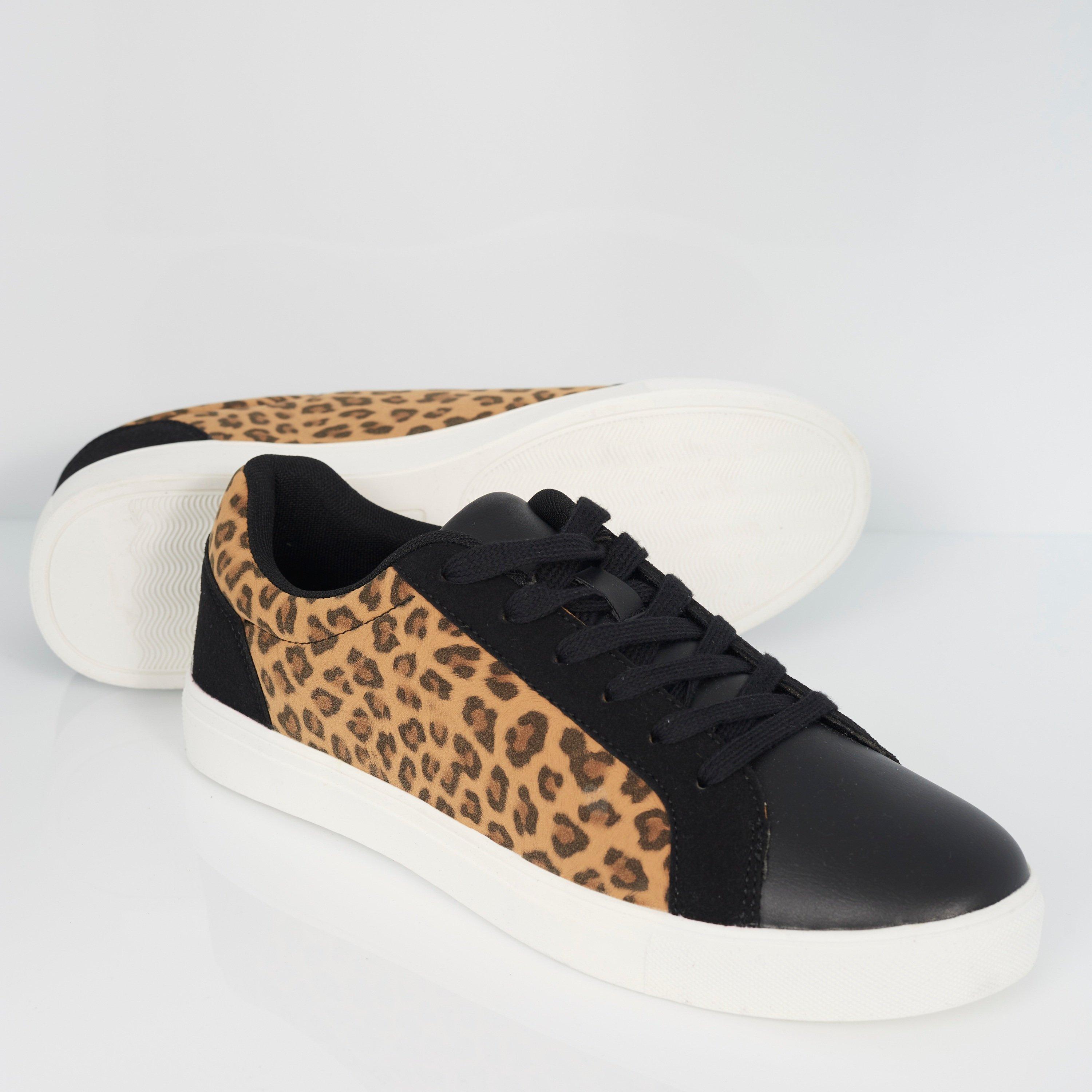 Crna / Leopard - Brave Soul - Mens Leopard Print Trainers - 4