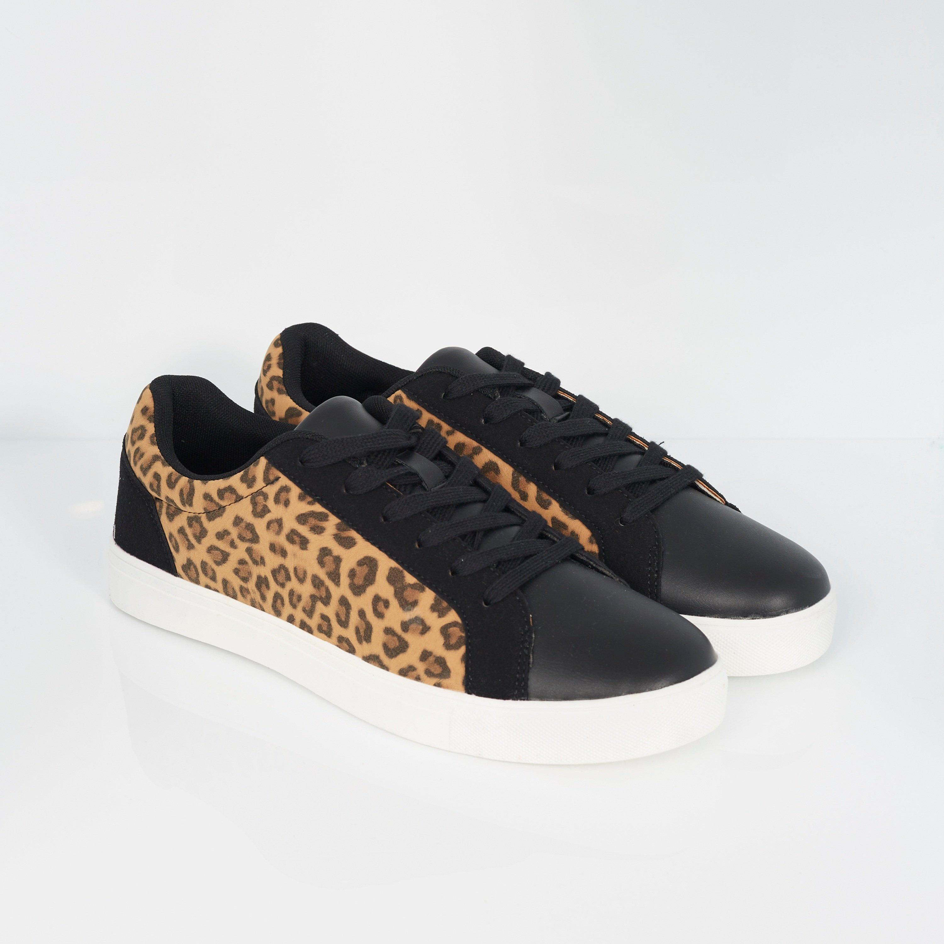 Crna / Leopard - Brave Soul - Mens Leopard Print Trainers - 5