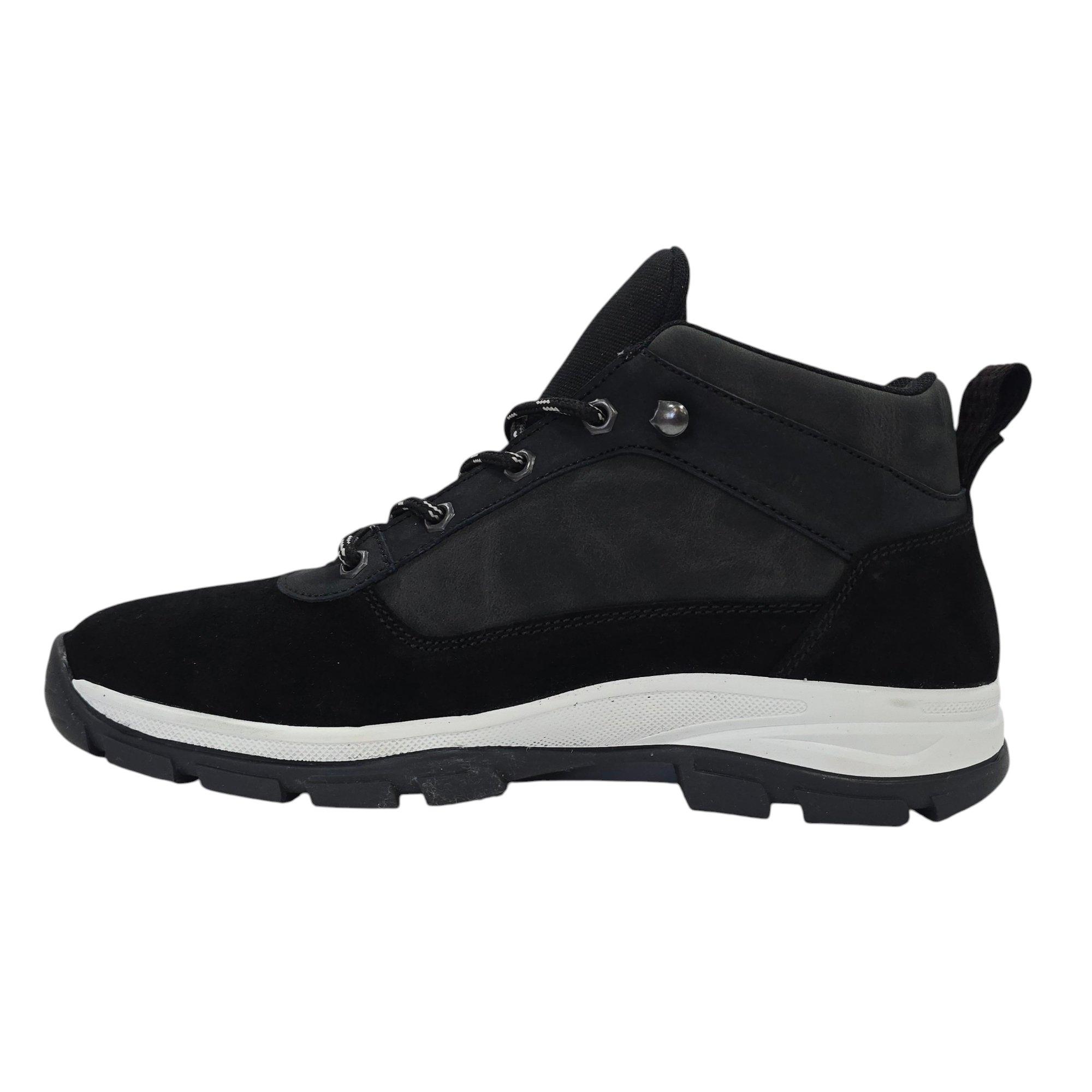 Black/White - Firetrap - Men's Delia Premium Leather Ankle Lace Up Hiker Rugged Boots - 2