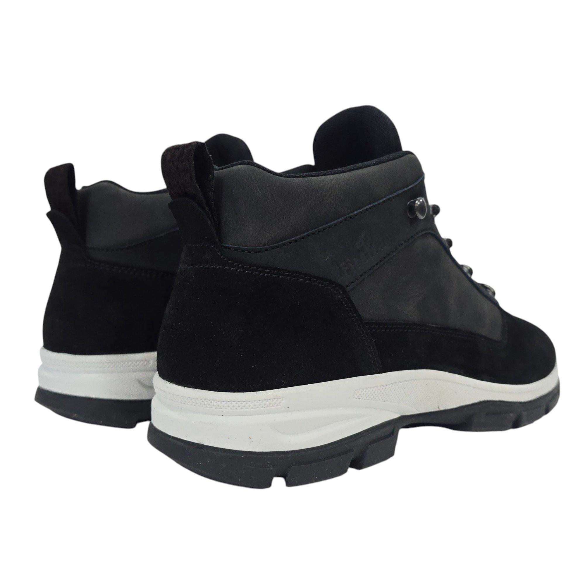Black/White - Firetrap - Men's Delia Premium Leather Ankle Lace Up Hiker Rugged Boots - 4