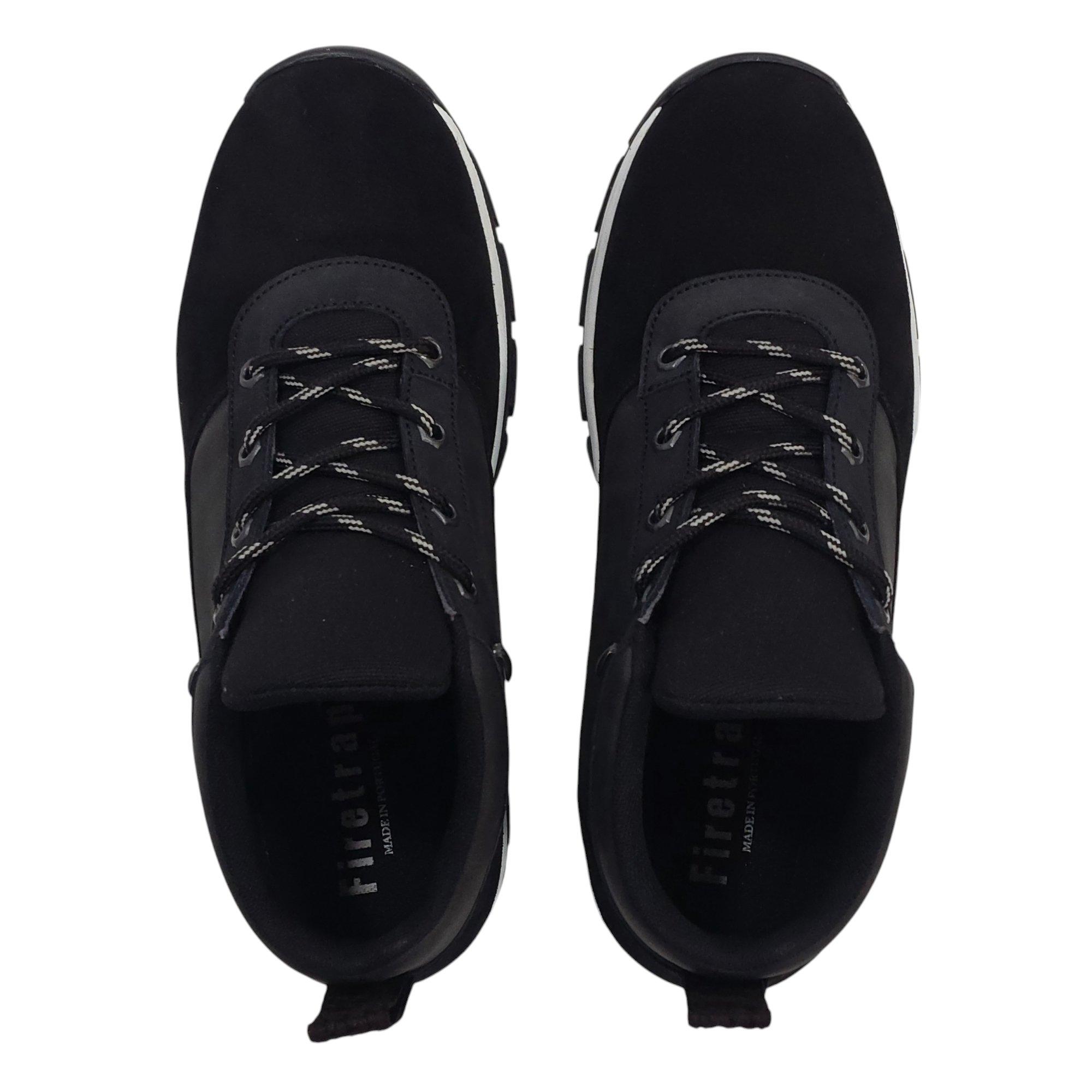Black/White - Firetrap - Men's Delia Premium Leather Ankle Lace Up Hiker Rugged Boots - 5