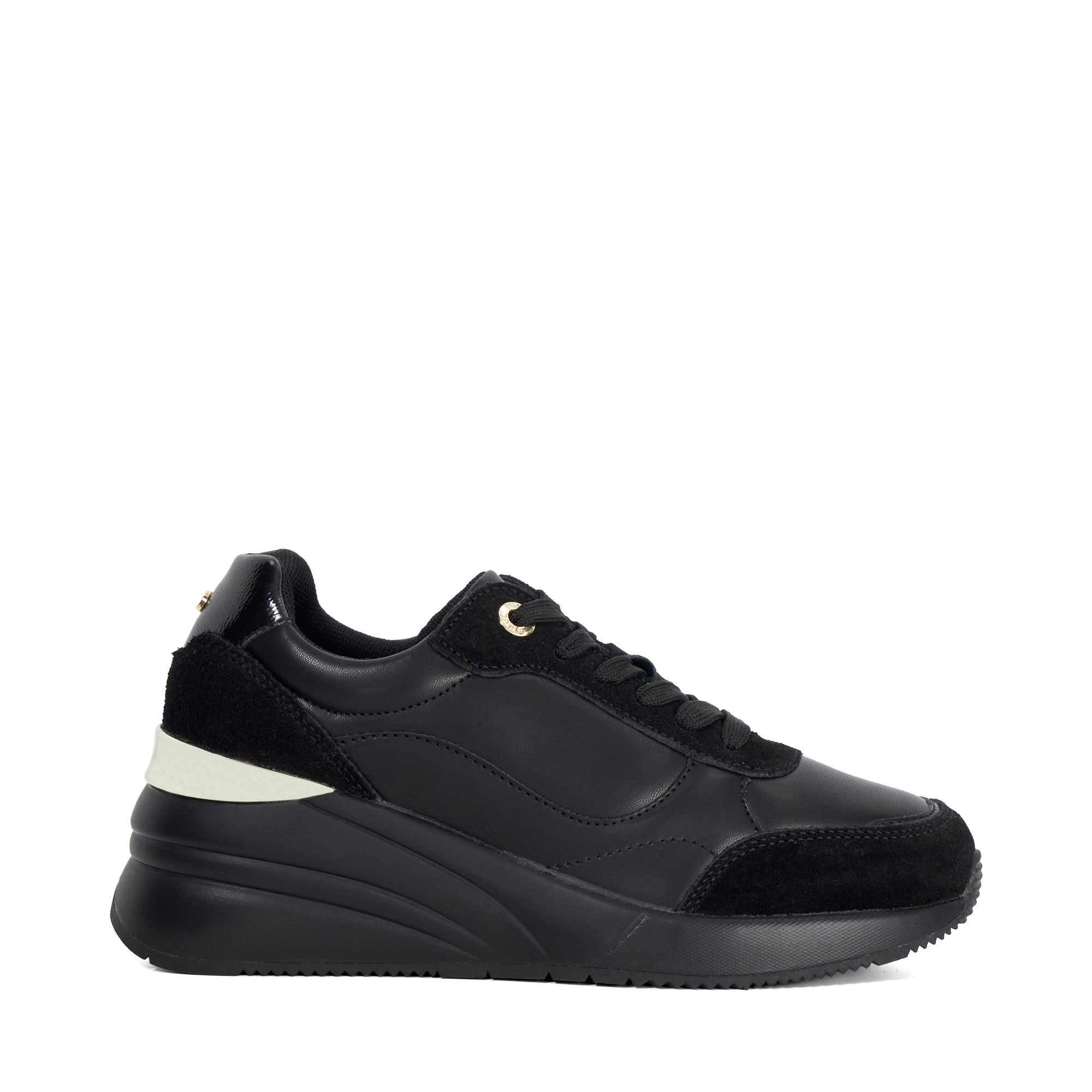 Black Synthetic - Dune London - Women's Elatie Hidden Wedge Trainers - 1