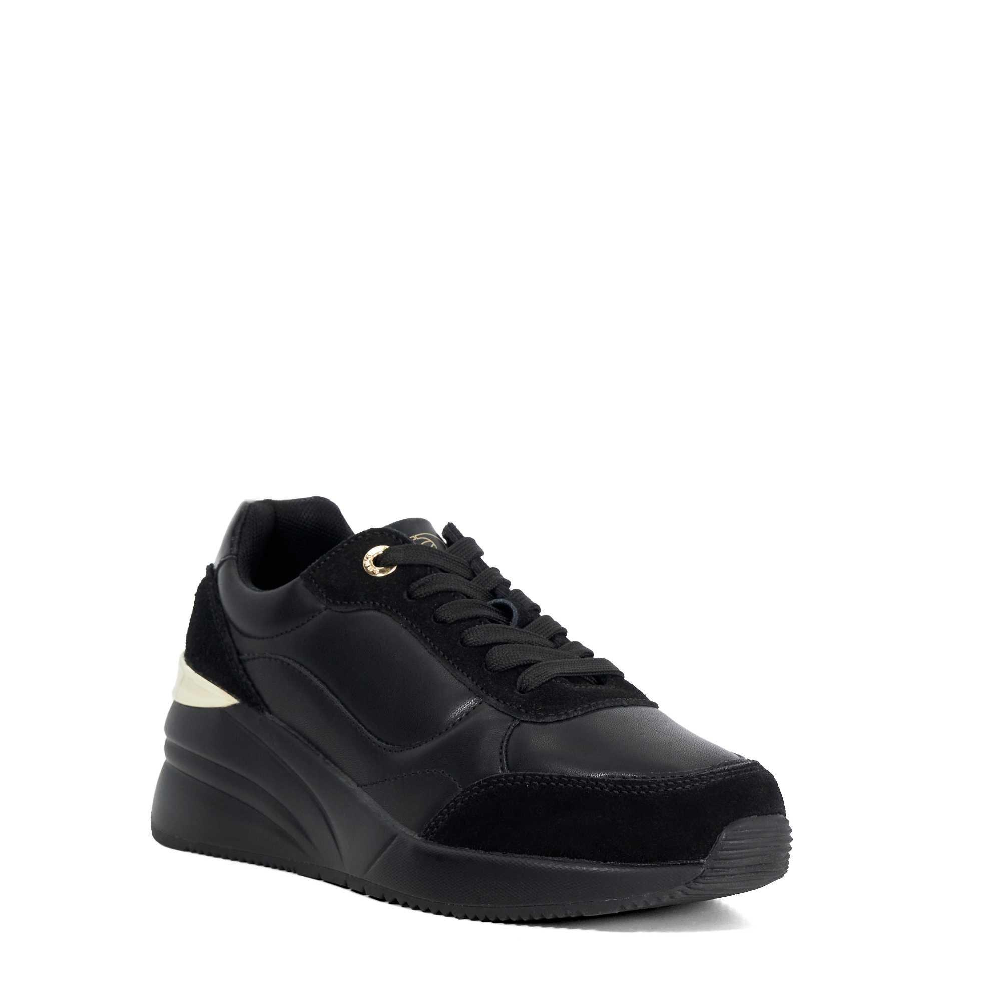 Black Synthetic - Dune London - Women's Elatie Wedge Trainers - 2