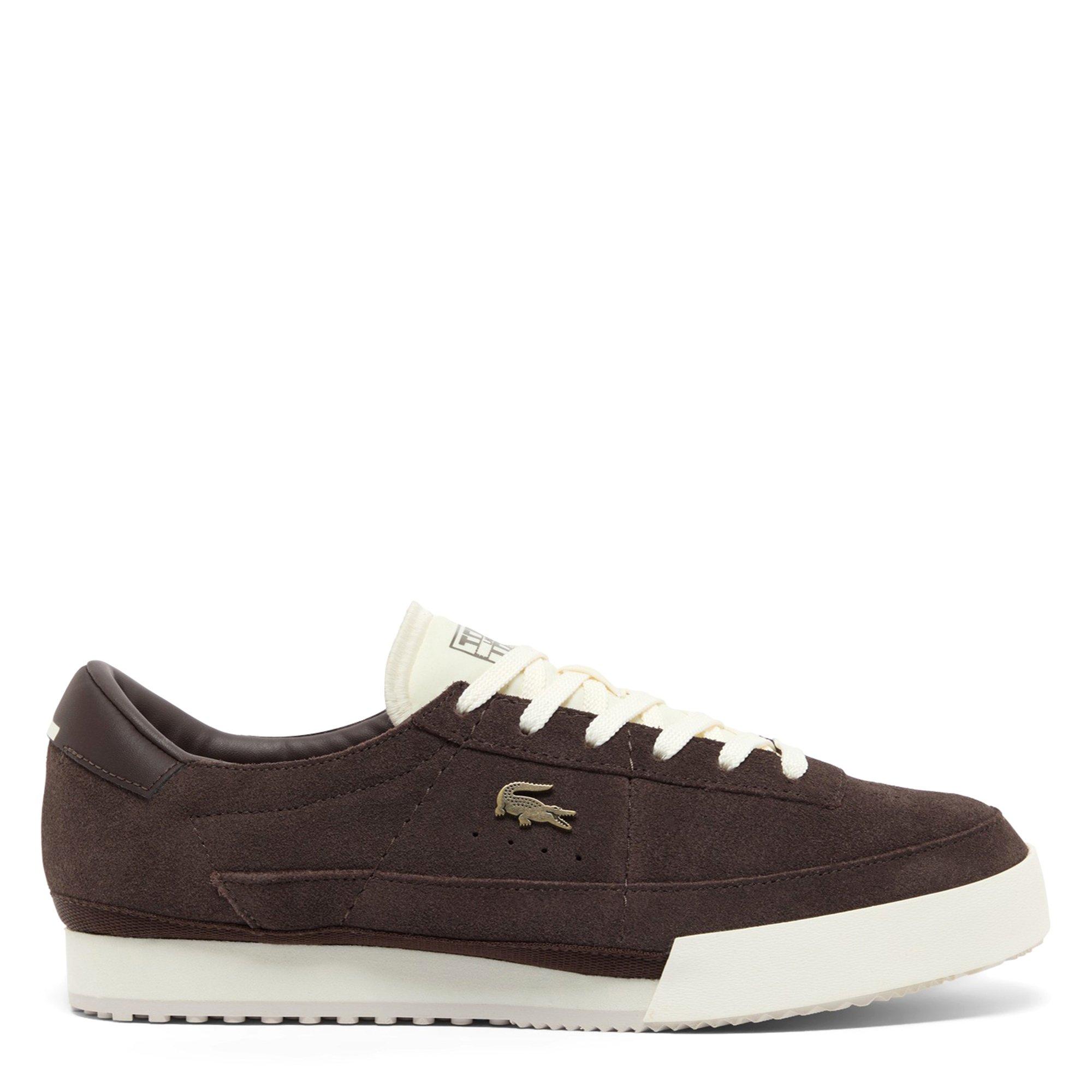 DK BRW/OFF WHT - Lacoste - Mens Aura Suede Sneakers - 1