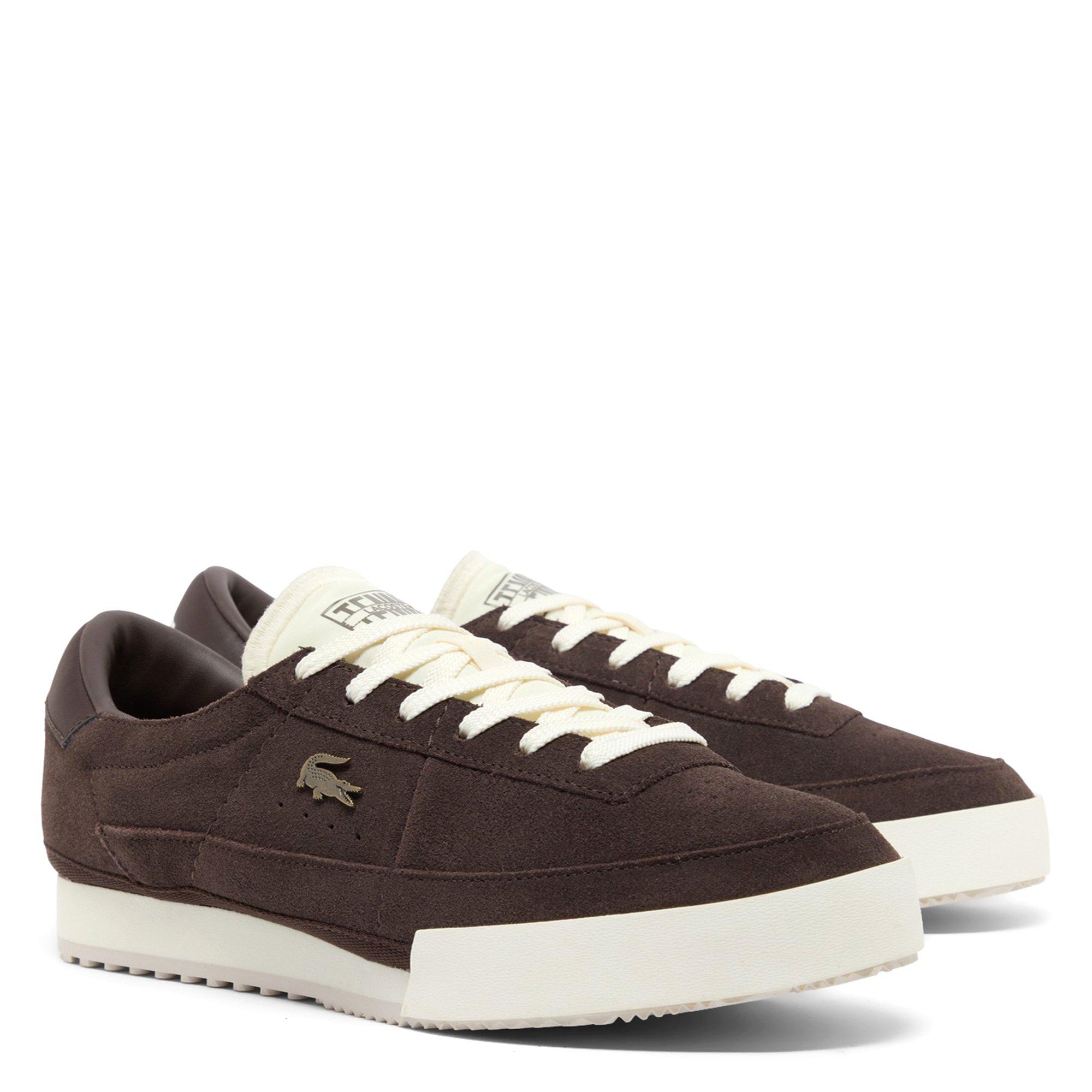 DK BRW/OFF WHT - Lacoste - Mens Aura Suede Sneakers - 2