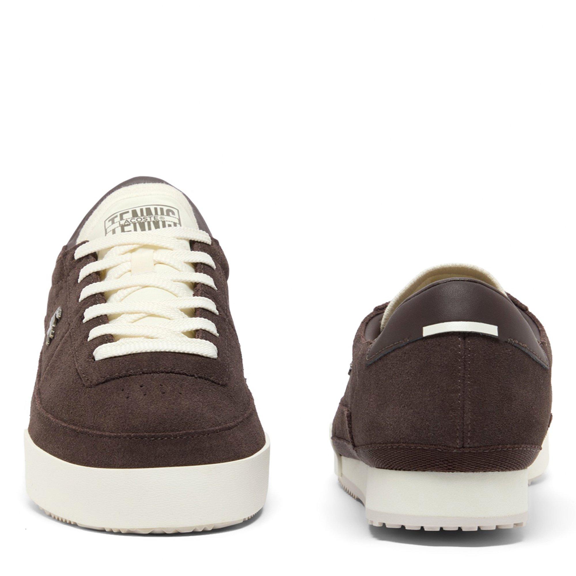 DK BRW/OFF WHT - Lacoste - Mens Aura Suede Sneakers - 4