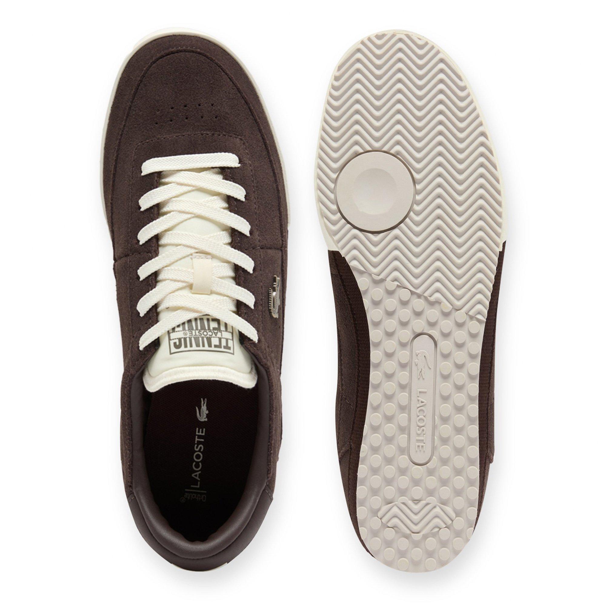 DK BRW/OFF WHT - Lacoste - Mens Aura Suede Sneakers - 5