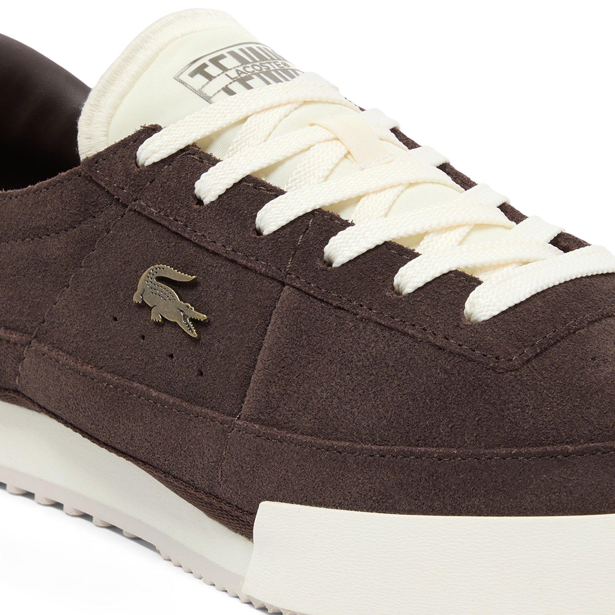 DK BRW/OFF WHT - Lacoste - Mens Aura Suede Sneakers - 6