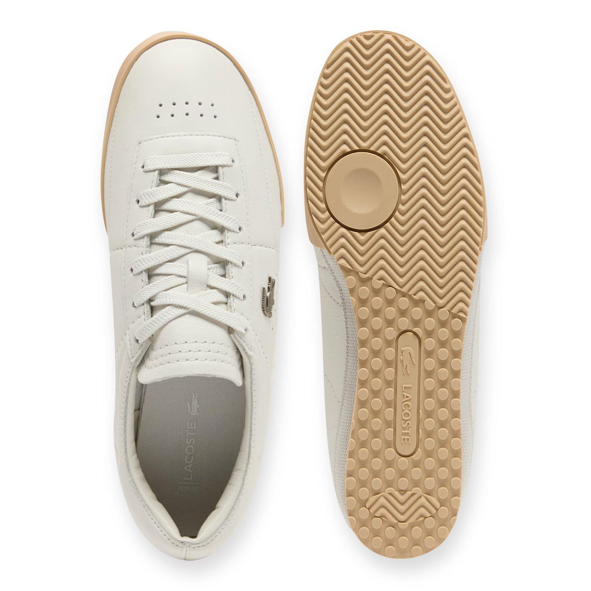 OFF WHT/LT BRW - Lacoste - Mens Aura Leather Sneakers - 5