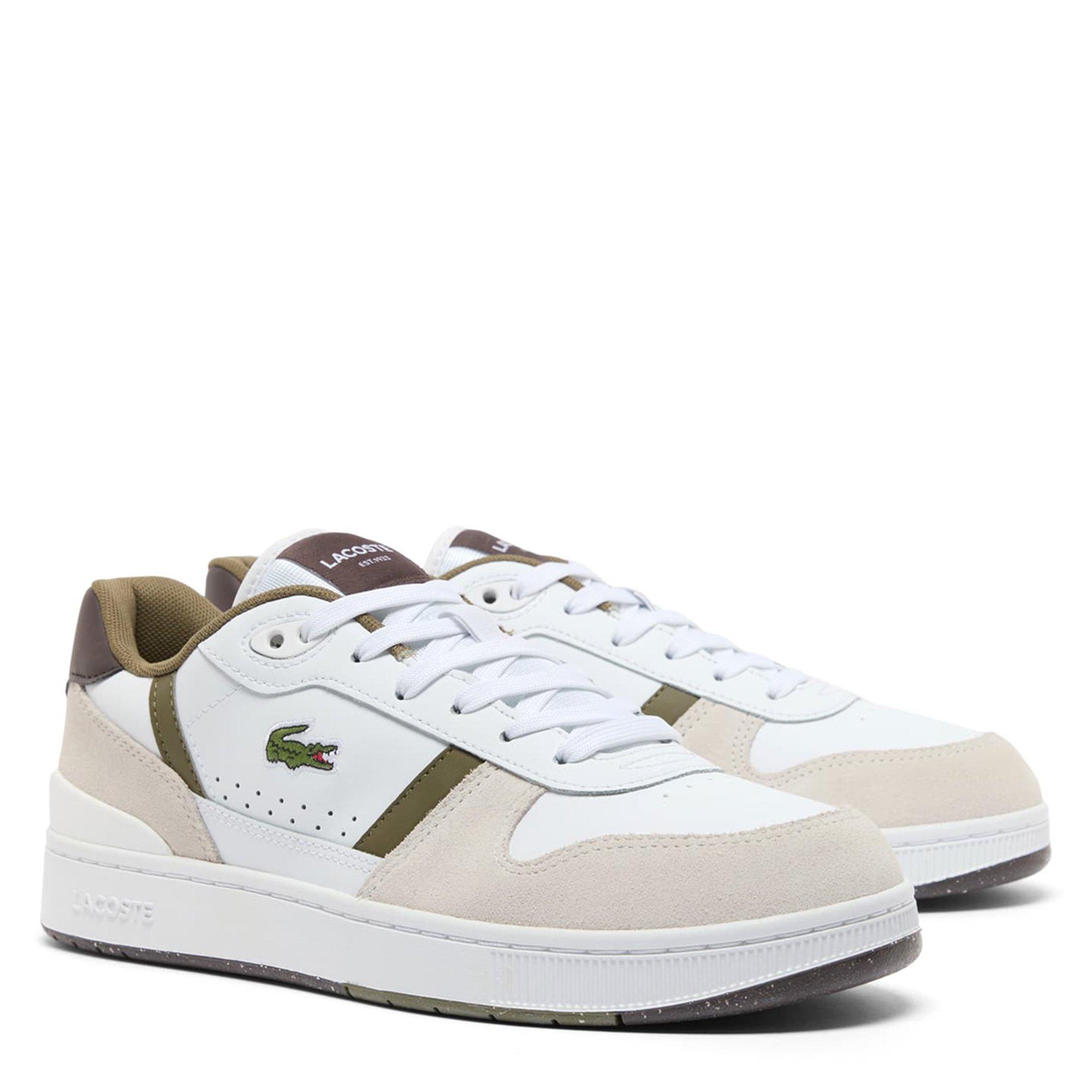 WHT/DK BRW - Lacoste - Mens T-Clip Set Leather Sneakers - 2
