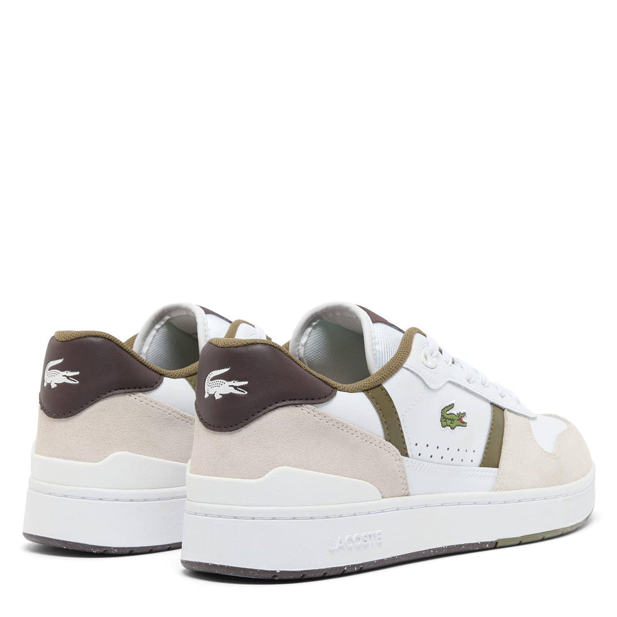 WHT/DK BRW - Lacoste - Mens T-Clip Set Leather Sneakers - 3