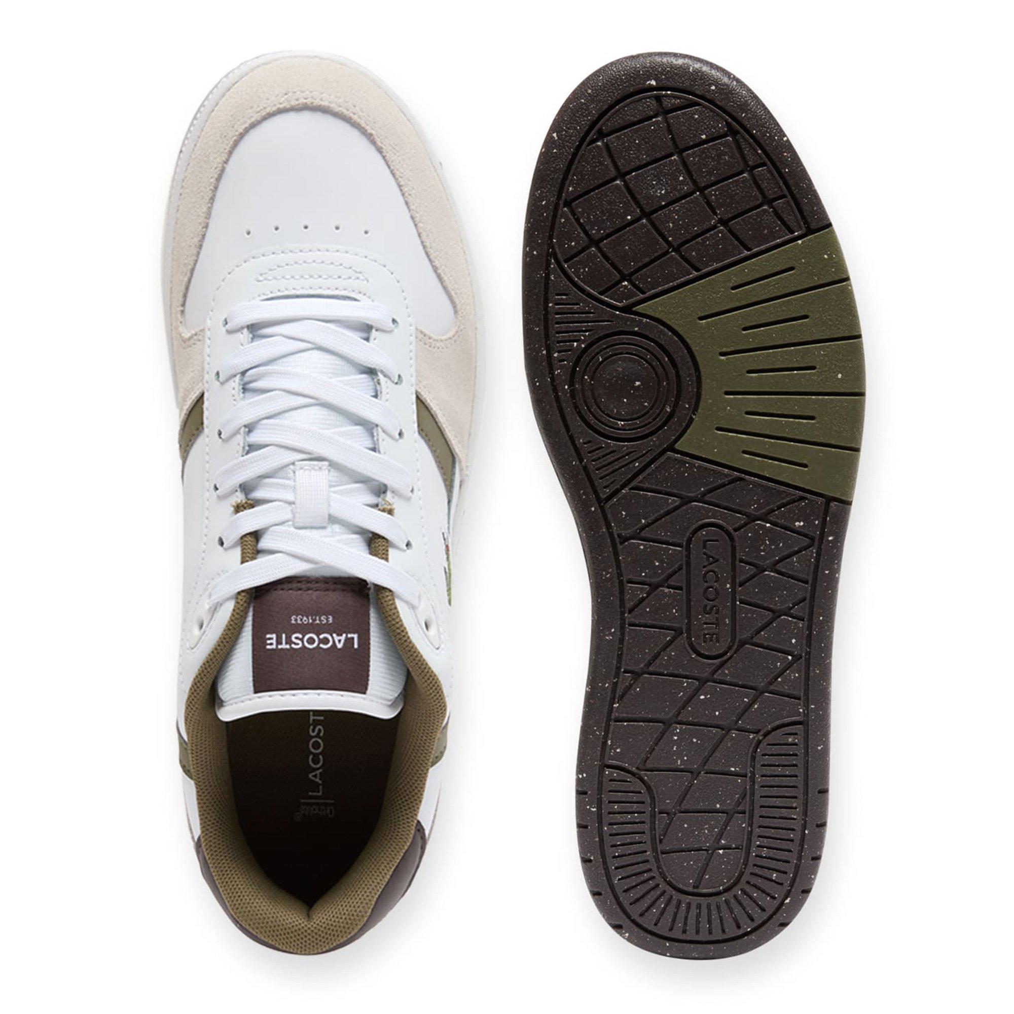 WHT/DK BRW - Lacoste - Mens T-Clip Set Leather Sneakers - 5