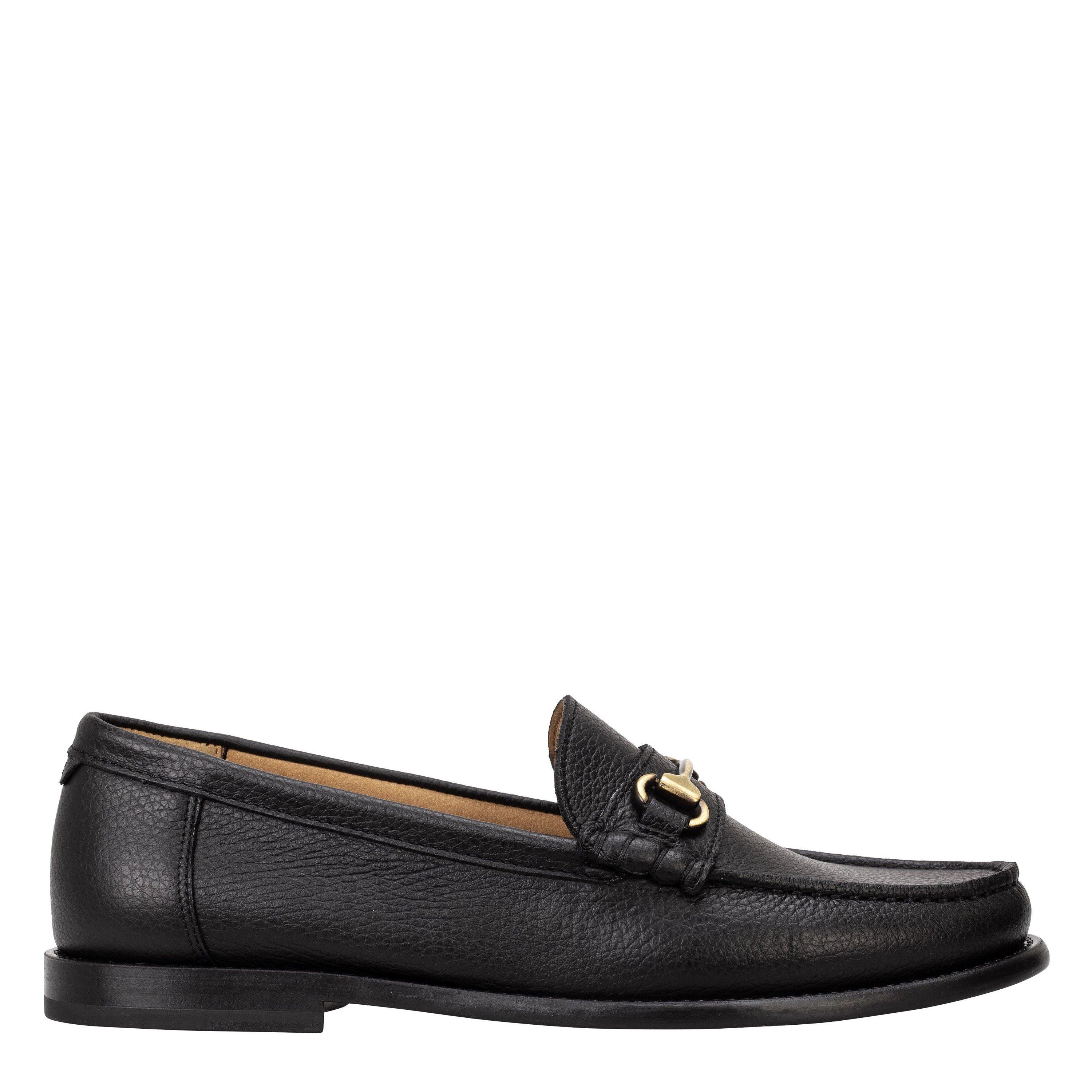 Boss Mens BOSS Leather Slip-on Loafers with Embossed Logo (Tevan) - Black 001 - Size 8 (42)