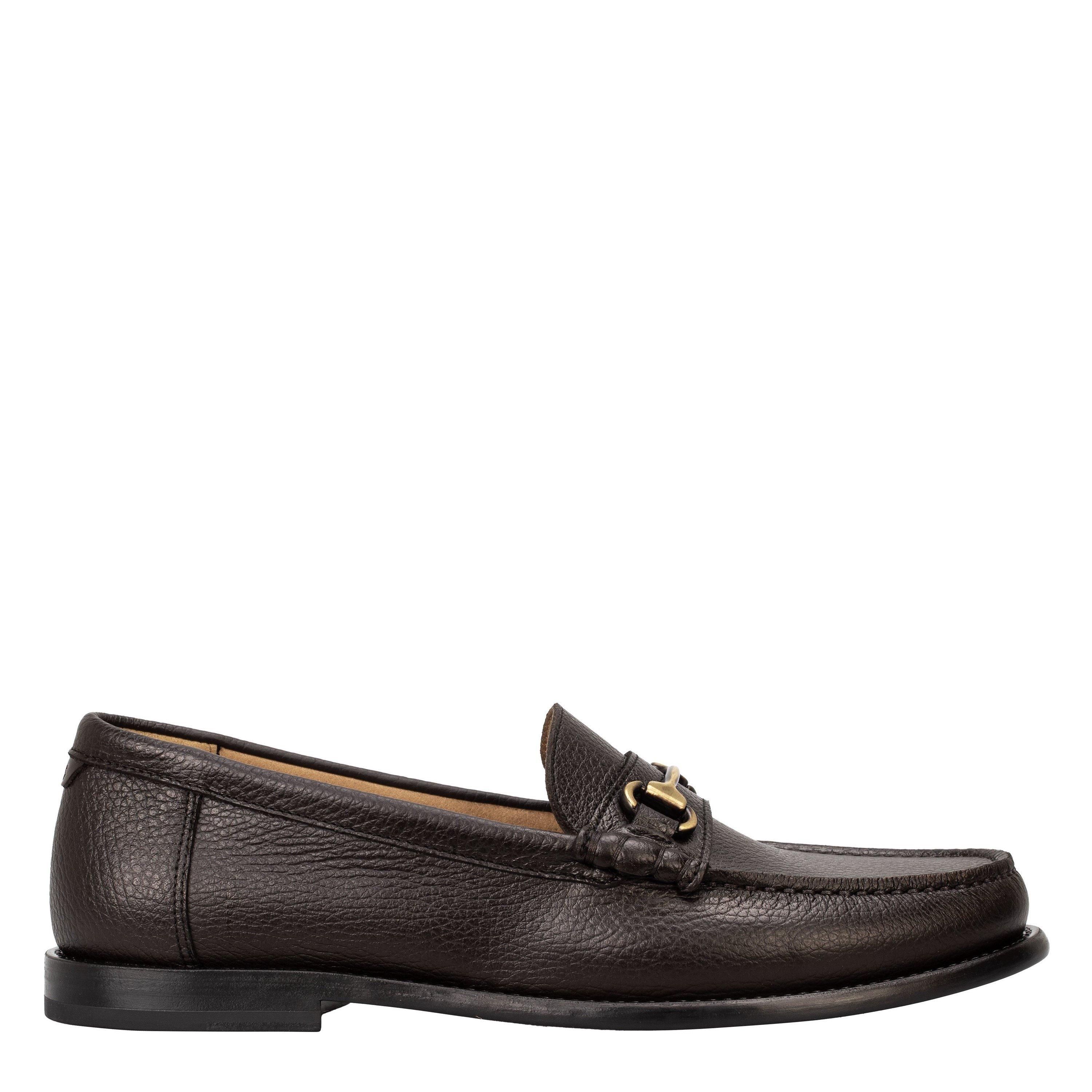 Boss Mens BOSS Leather Slip-on Loafers with Embossed Logo (Tevan) - Dark Brown 201 - Size 8 (42)