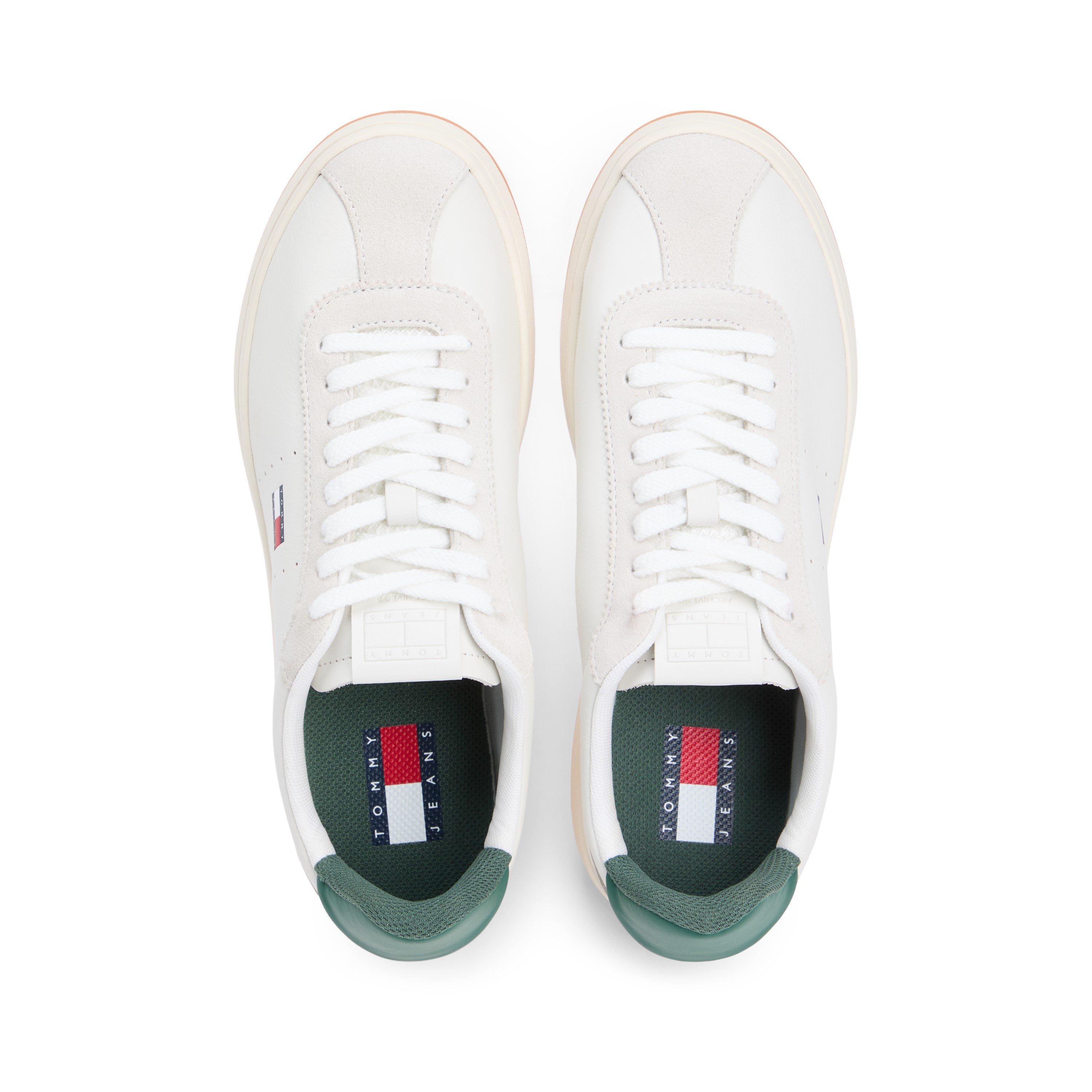 Ecru/Shdw Pine - Tommy Jeans - Men's Court Trainers - 3