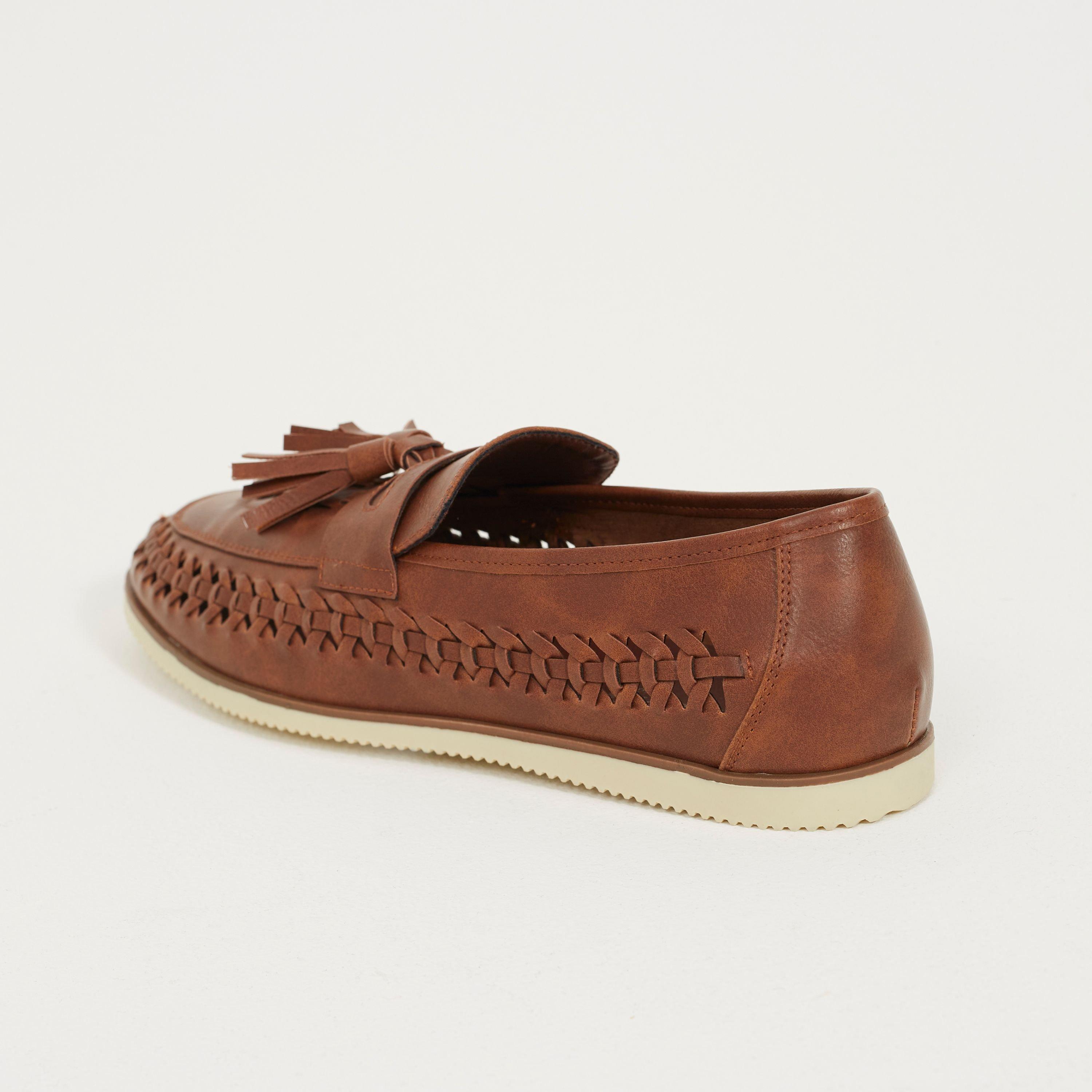 Tan - Brave Soul - Mens Faux Leather Woven Loafer - 2