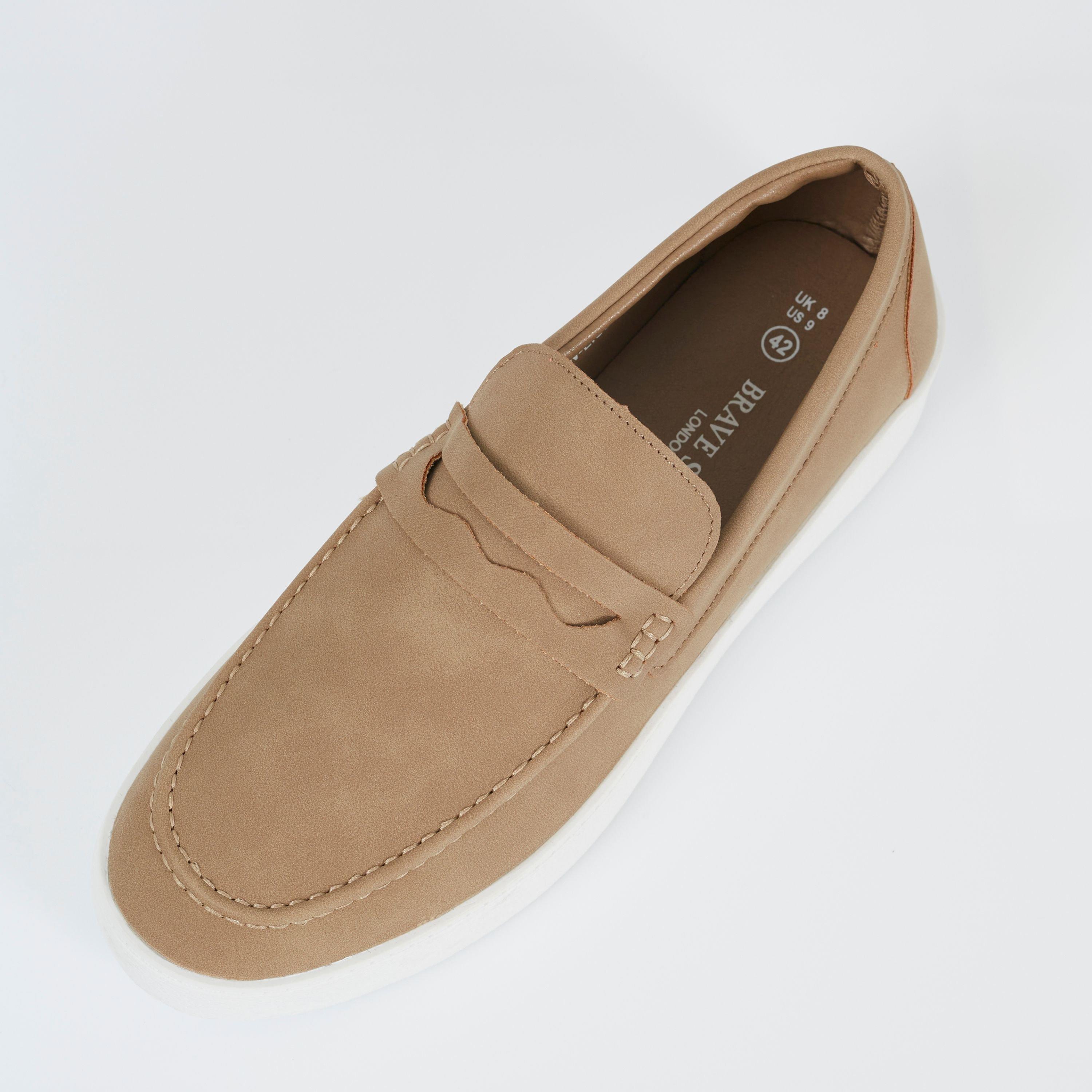 Taupe - Brave Soul - Mens Faux Suede Loafer in Taupe - 4