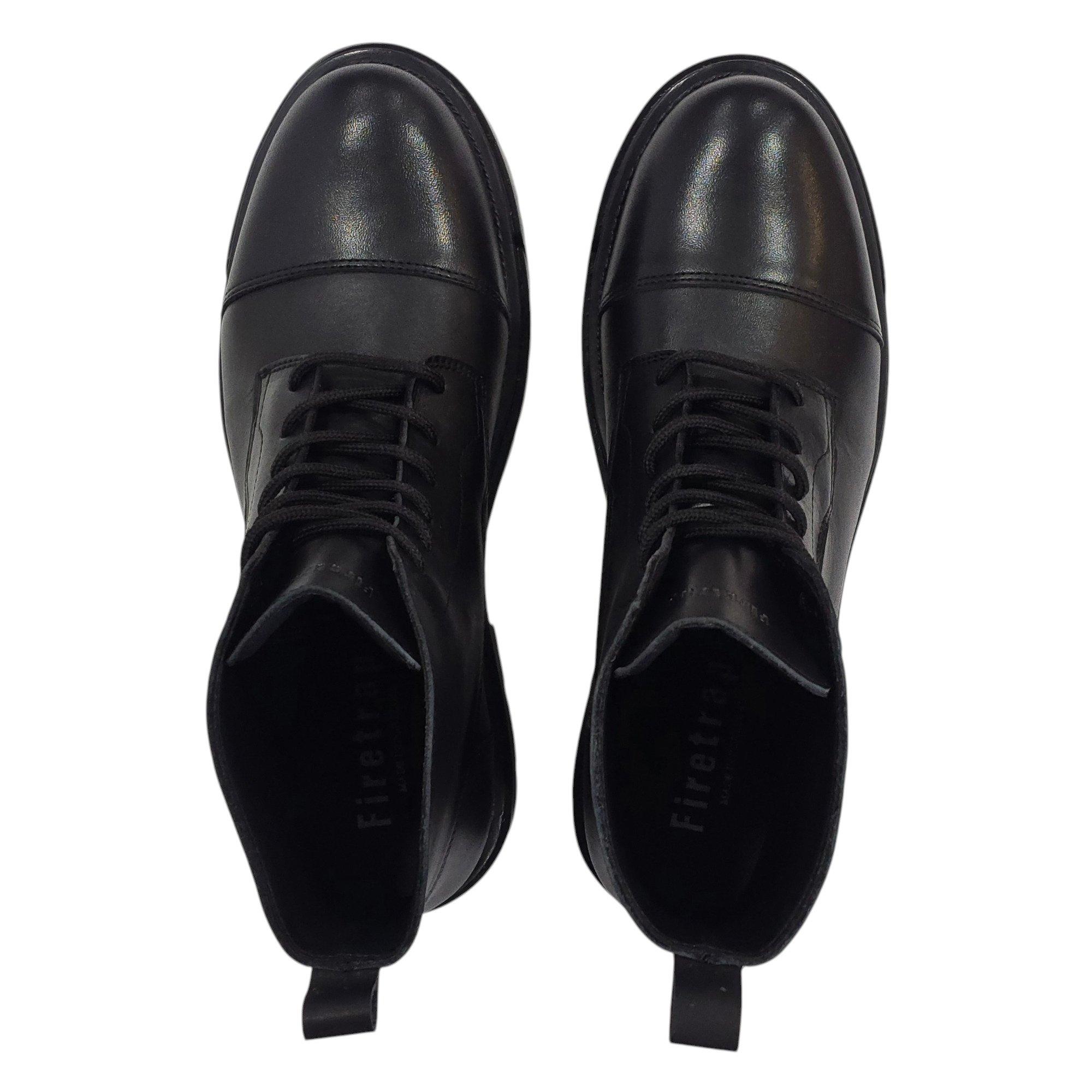 Black - Firetrap - Men's Albon Leather Ankle Lace Up Hiker Rugged Boots - 5