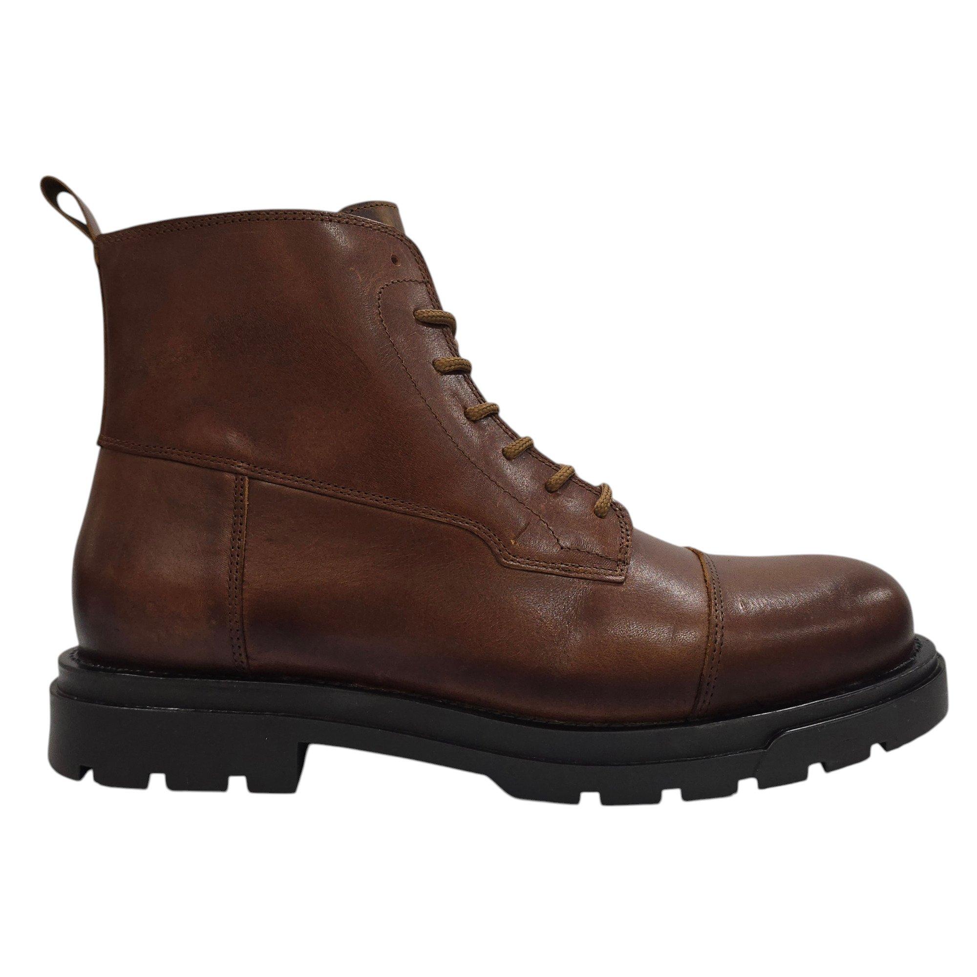 Tan - Firetrap - Men's Albon Leather Ankle Lace Up Hiker Rugged Boots - 1