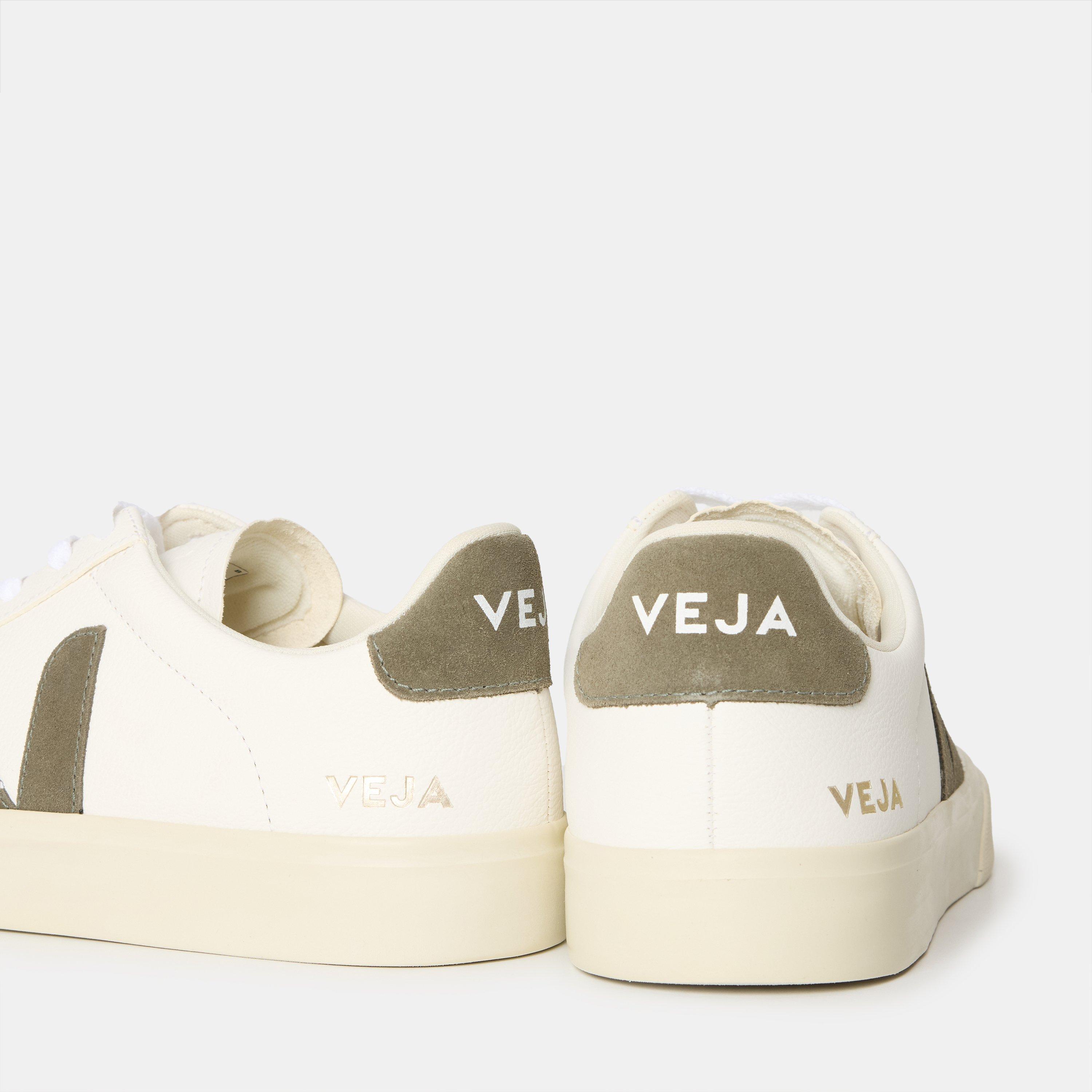 White/Khaki - Veja - Men's Campo Leather Court Trainers - 3