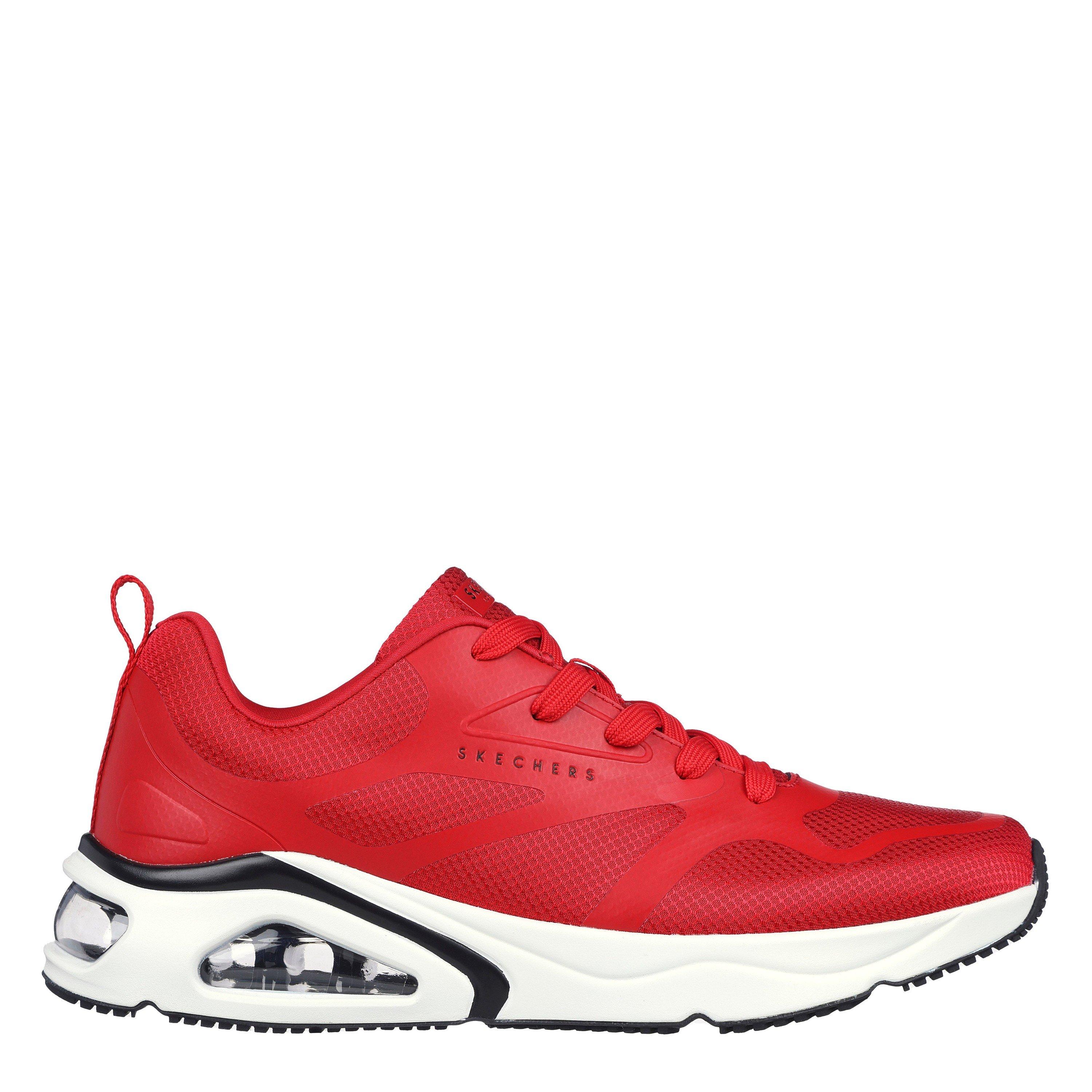Skechers Men's Mesh Print Overlay Low-Top Trainers - Red - 7.5 (41.5)