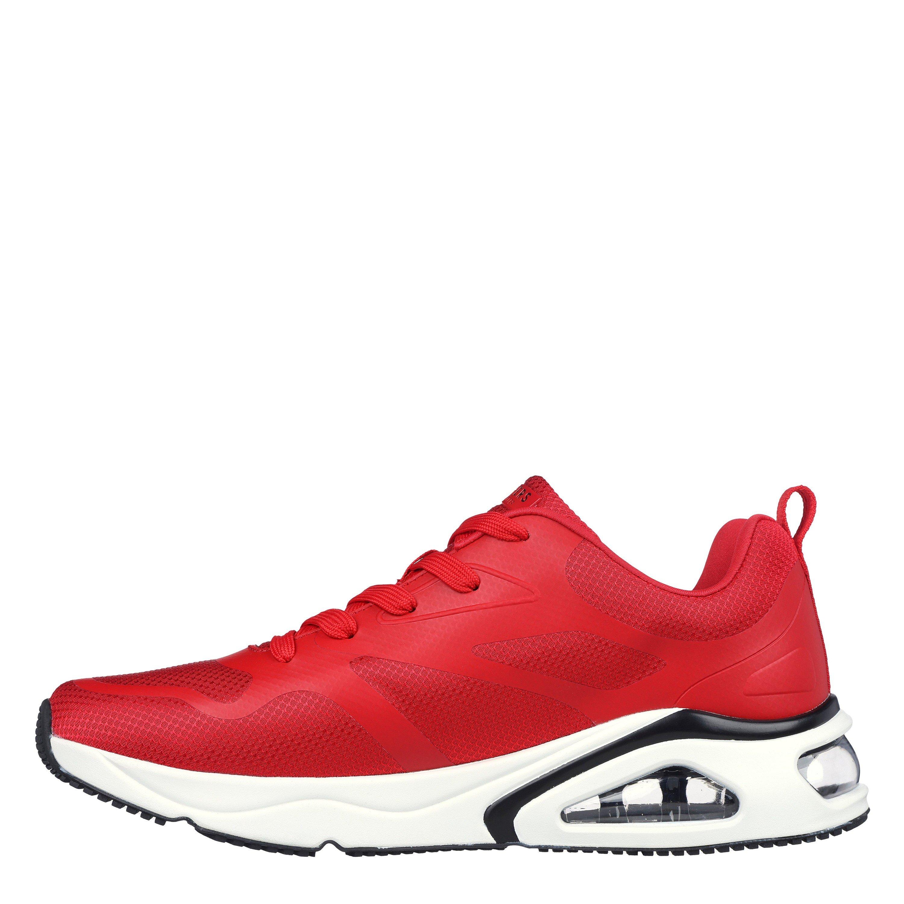 Red - Skechers - Men's Mesh Print Overlay Low-Top Trainers - 2