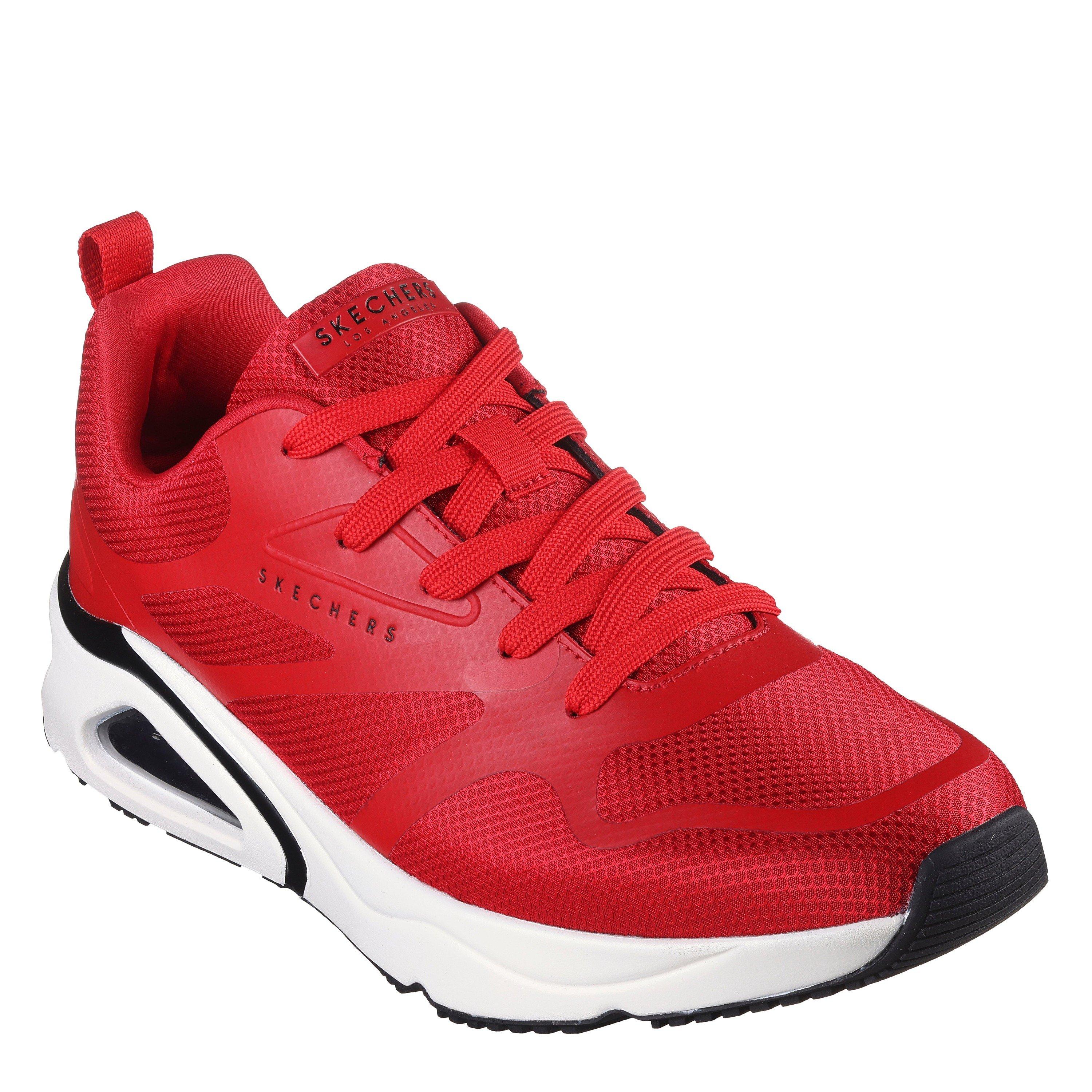 Red - Skechers - Men's Mesh Print Overlay Low-Top Trainers - 3