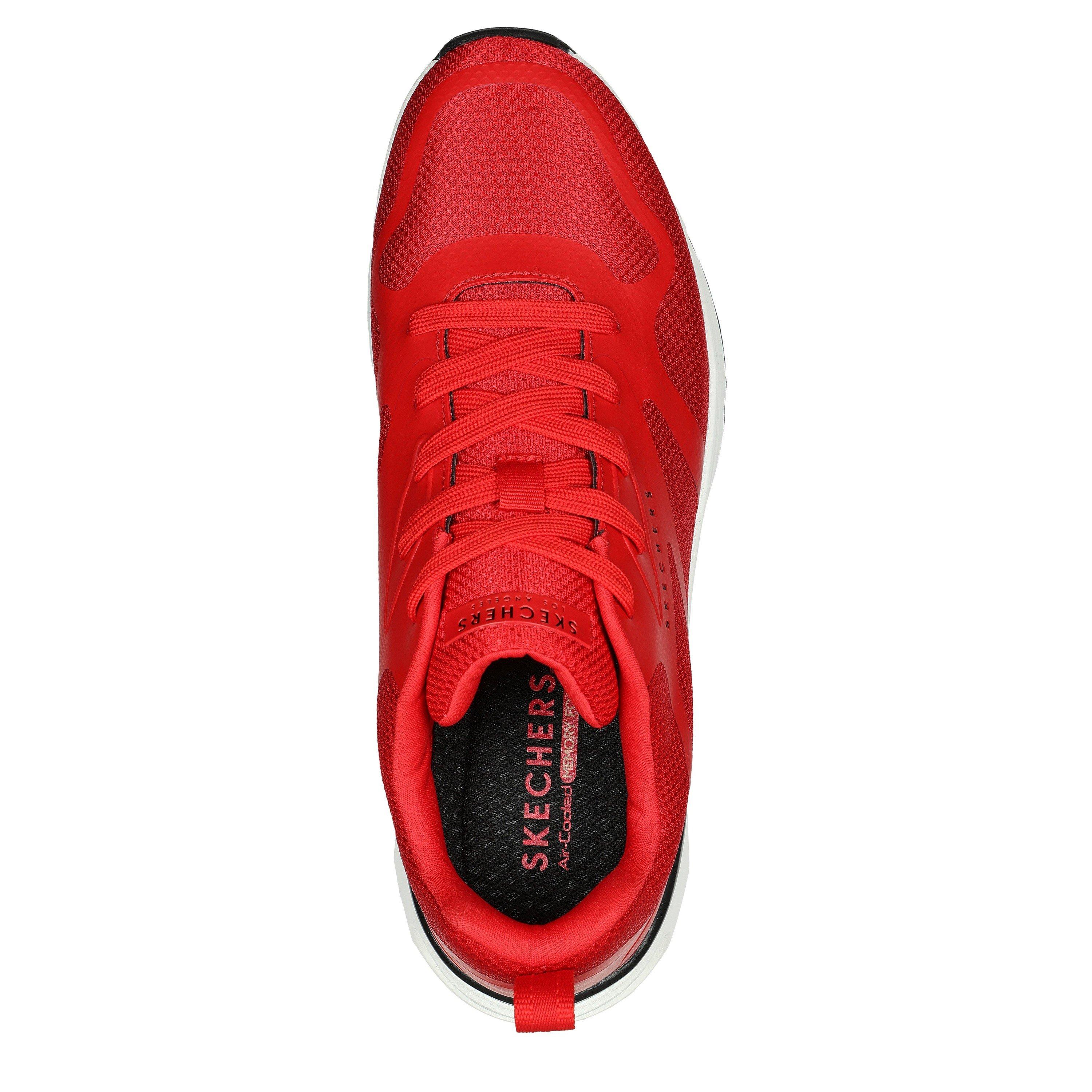 Red - Skechers - Men's Mesh Print Overlay Low-Top Trainers - 4