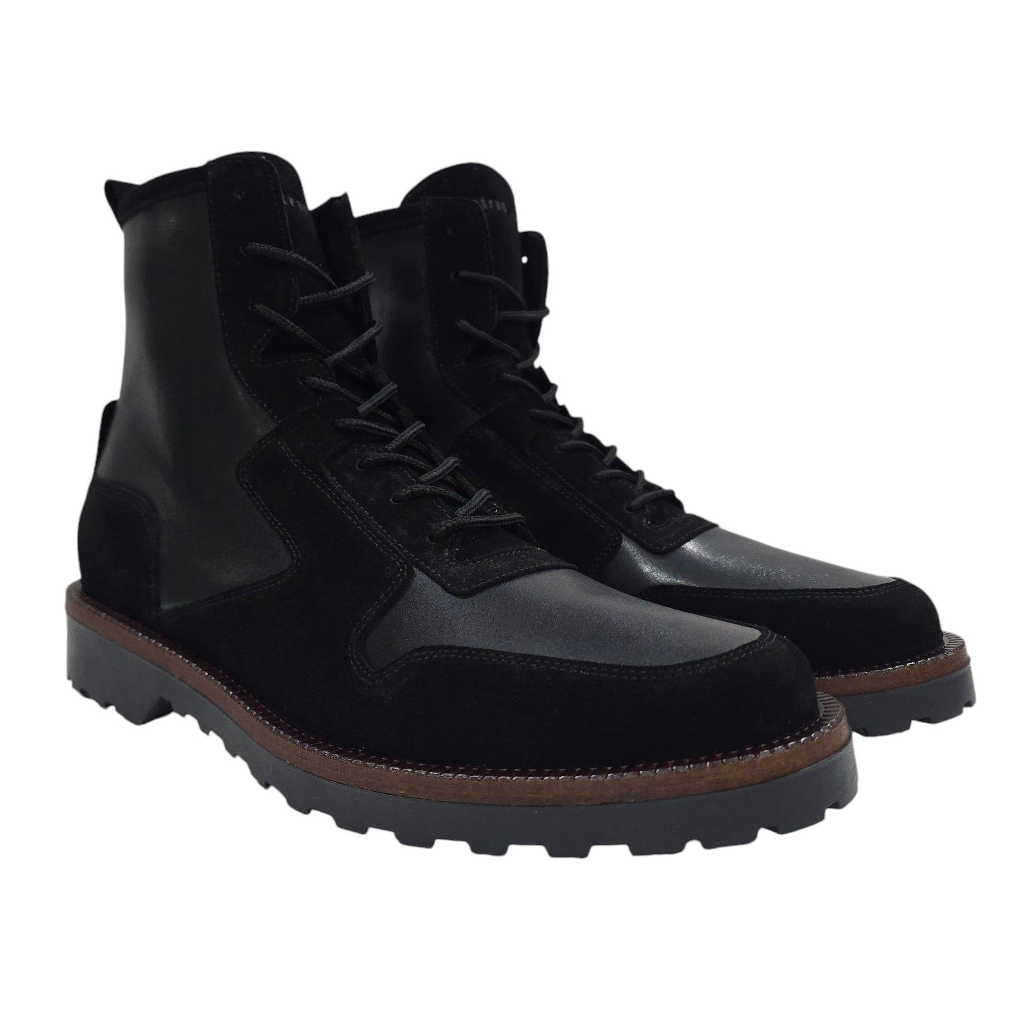 Black - Firetrap - Men's Akashi Leather Ankle Lace Up Hiker Boots - 3
