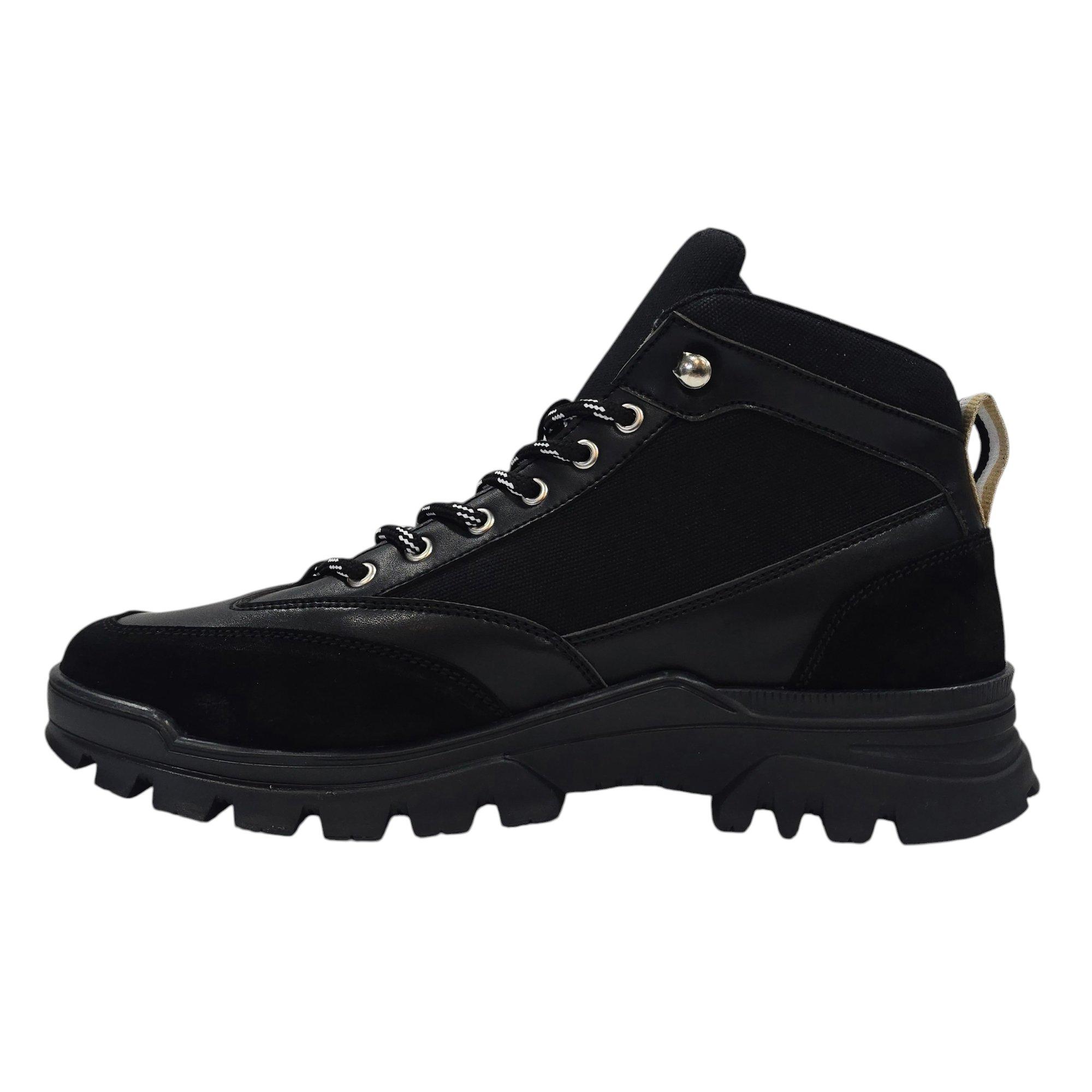 Black - Firetrap - Men's Jason Leather Lace Up Hiker Rugged Boots - 2