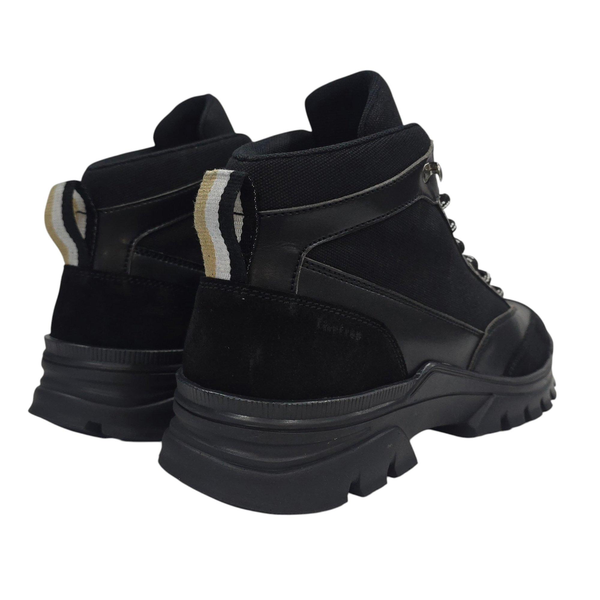 Black - Firetrap - Men's Jason Leather Lace Up Hiker Rugged Boots - 4