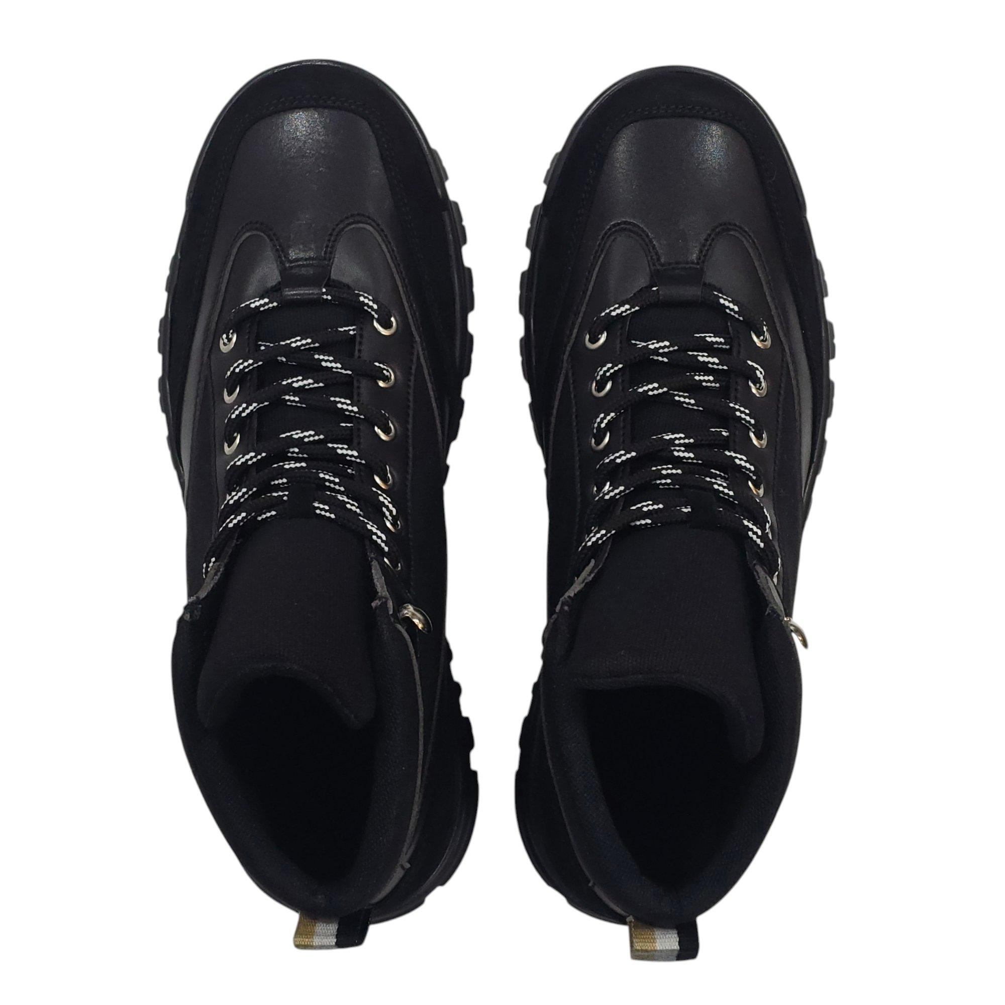 Black - Firetrap - Men's Jason Leather Lace Up Hiker Rugged Boots - 5