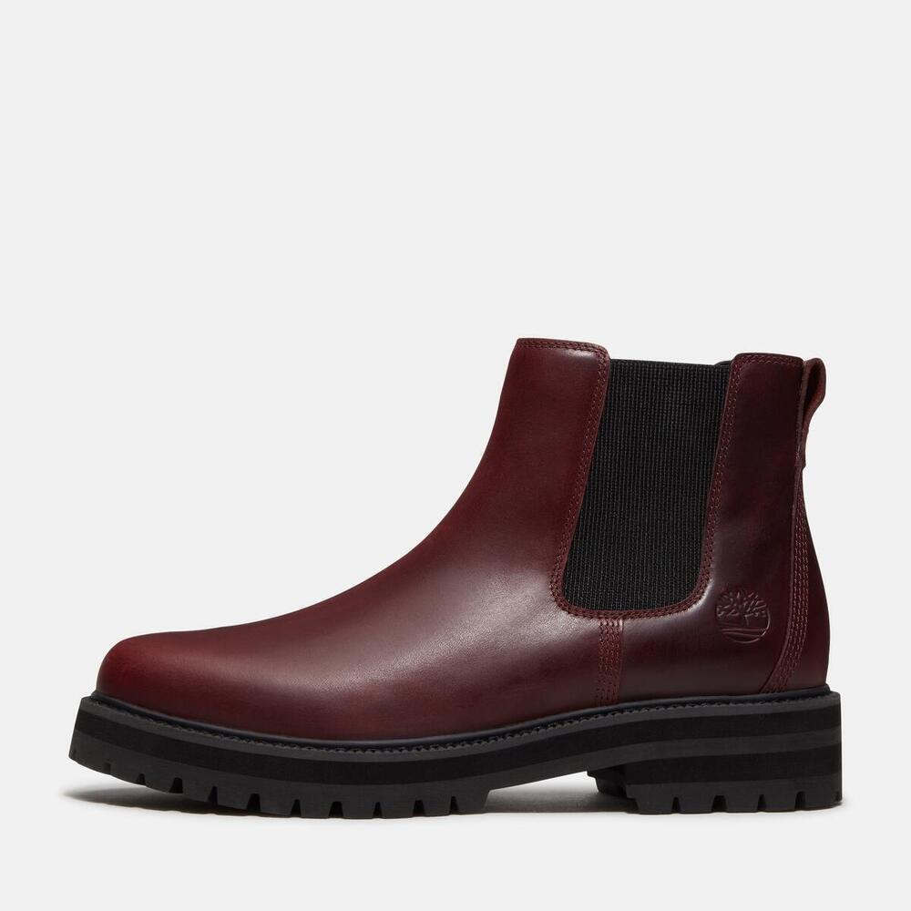 Burgundy Grain - Timberland - Men's Britton Road Leather Chelsea Boots - 8