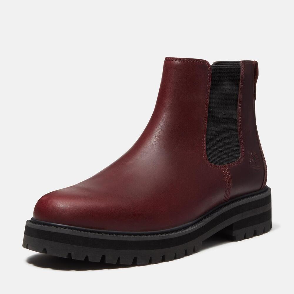 Burgundy Grain - Timberland - Men's Britton Road Leather Chelsea Boots - 9
