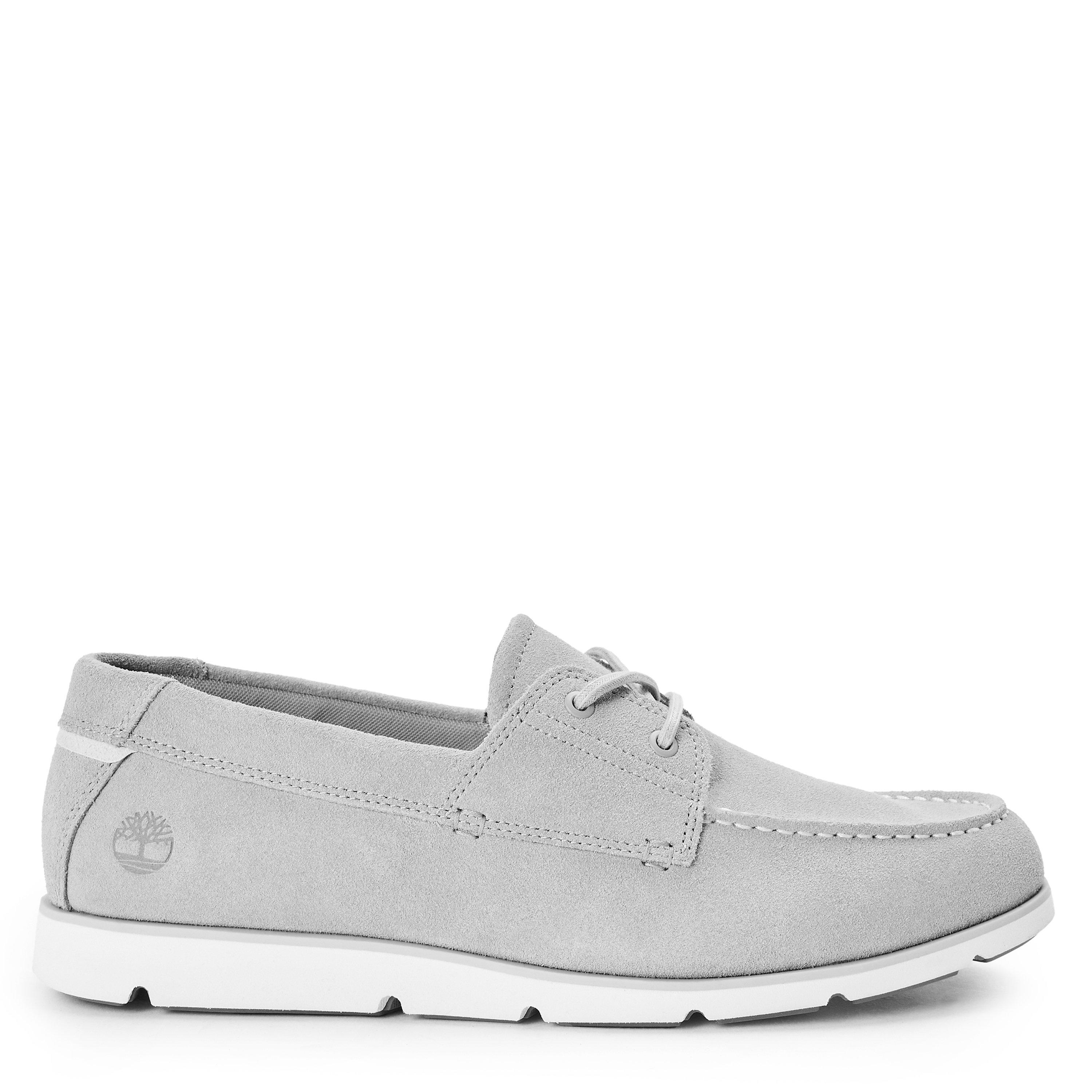 Timberland Men's Grafton Bay Lace Up Dark Blue Boat Shoes - Light Gry Suede - 6.5 (40)