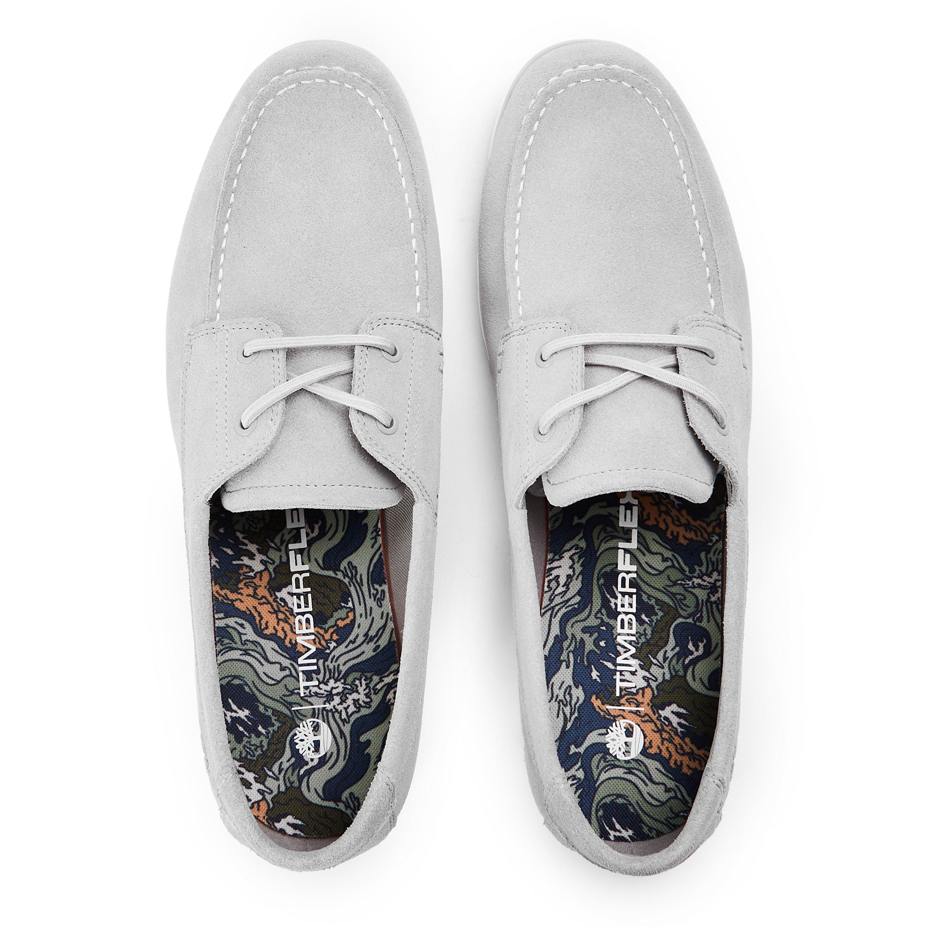 Light Gry Suede - Timberland - Men's Grafton Bay Lace Up Dark Blue Boat Shoes - 4