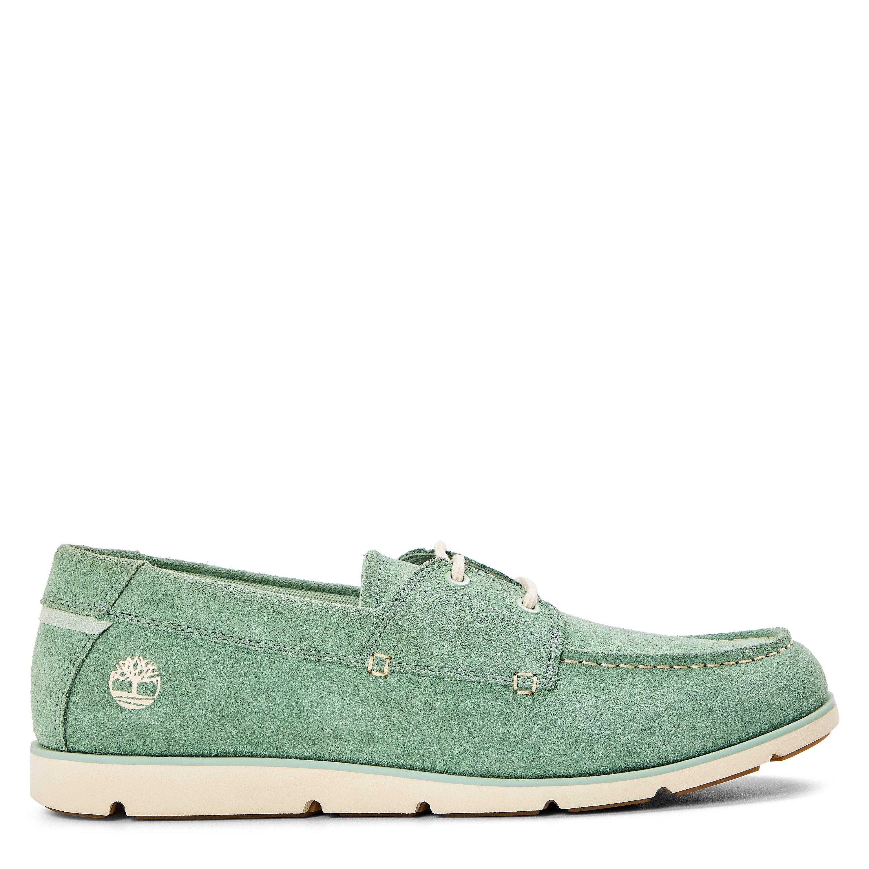 Timberland Men's Grafton Bay Lace Up Dark Blue Boat Shoes - Light Grn Suede - 9 (43.5)