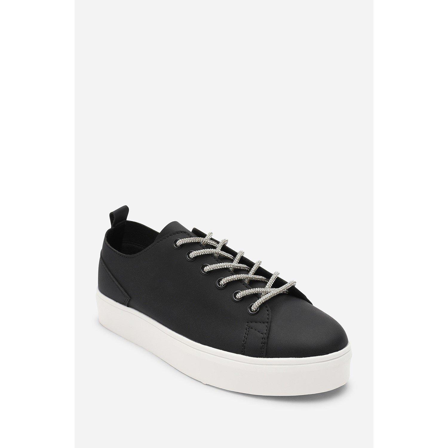 Black - Wheres That From - Low Wedge Trainer with Lace up detail - 2
