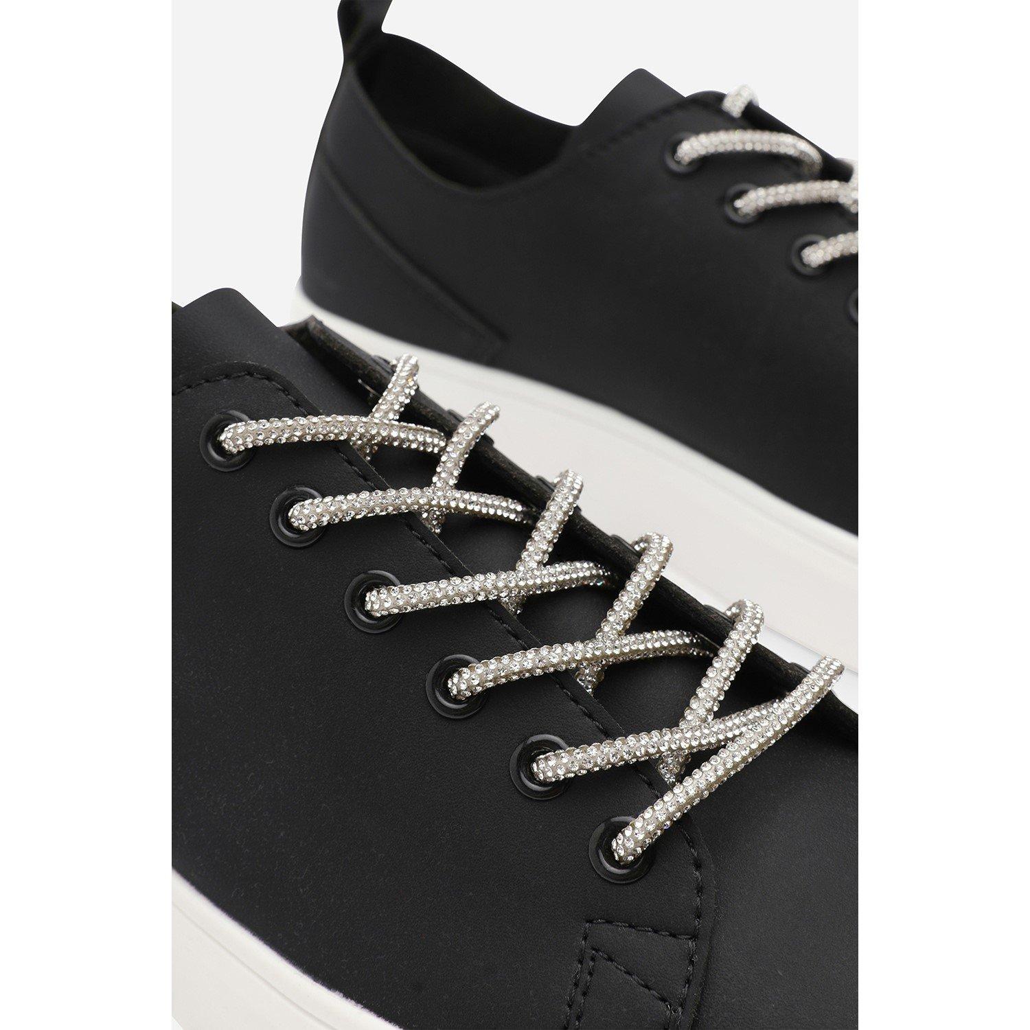 Black - Wheres That From - Low Wedge Trainer with Lace up detail - 5