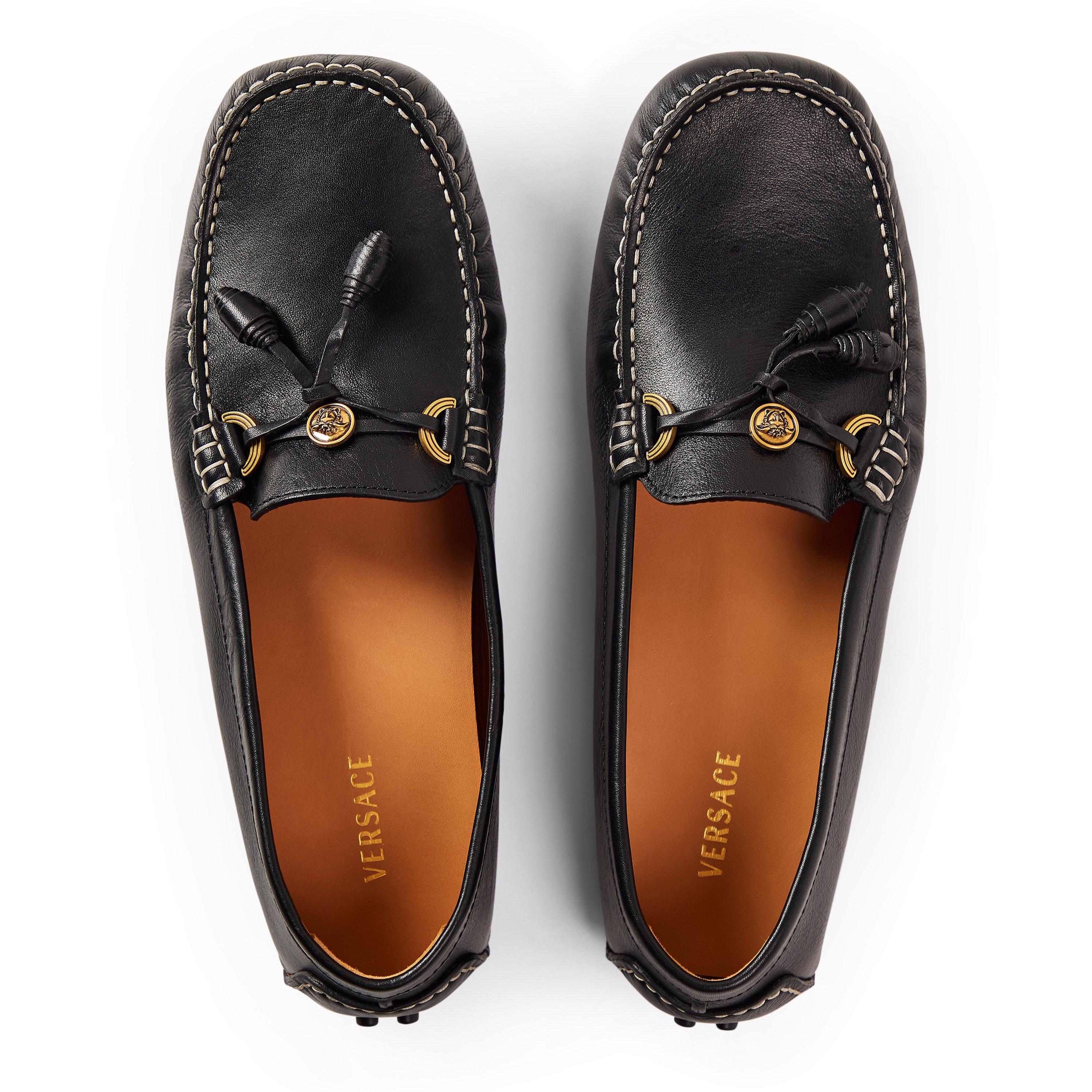 Black/Gold - Versace - Versace Driver Loafr Sn63 - 4