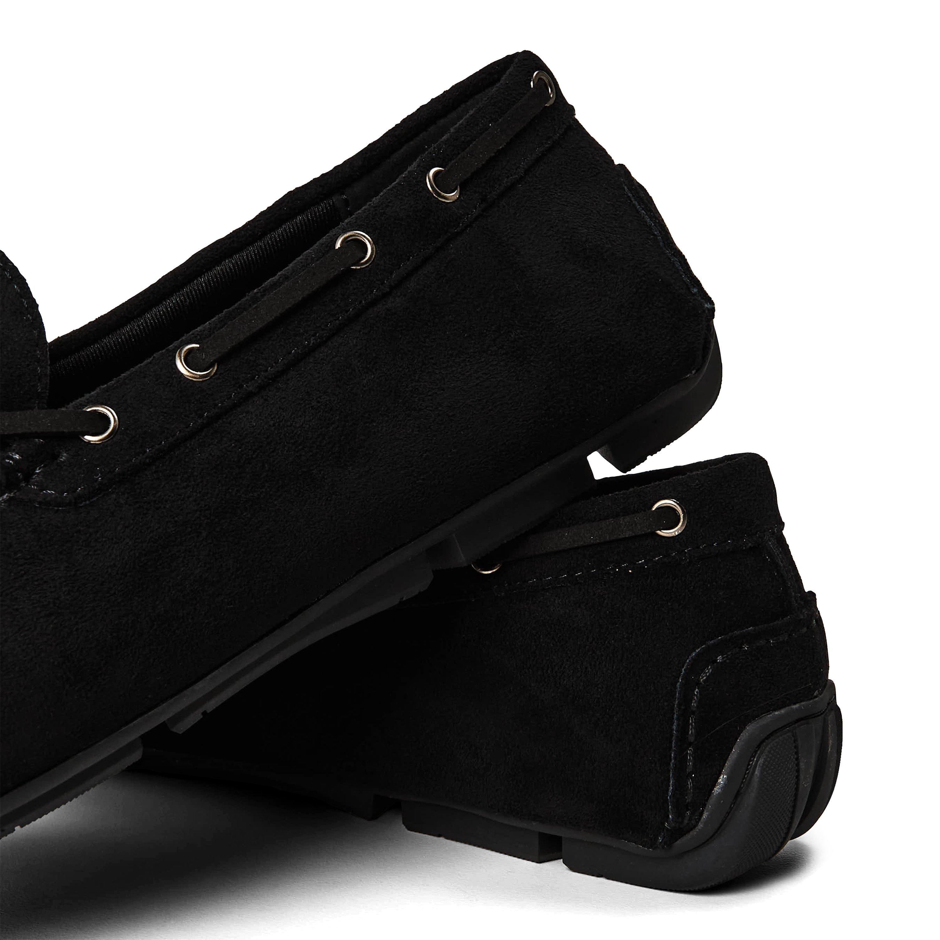 Daim noir - Wheres That From - Men's Suede Slip On Lace Detail Loafers - 3