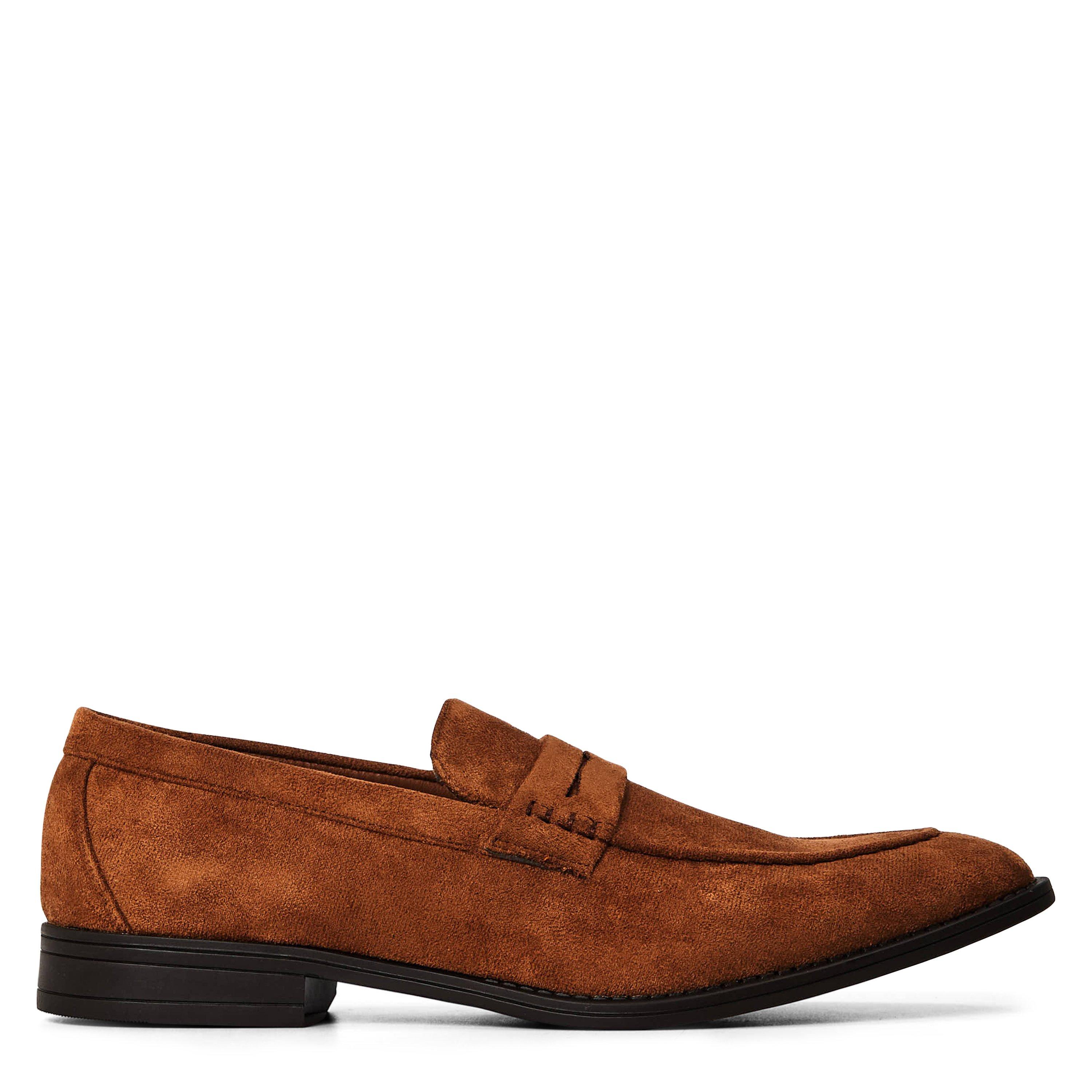 Lt Brown Suede - Wheres That From - Men's Suede Slip On Penny Loafers - 1