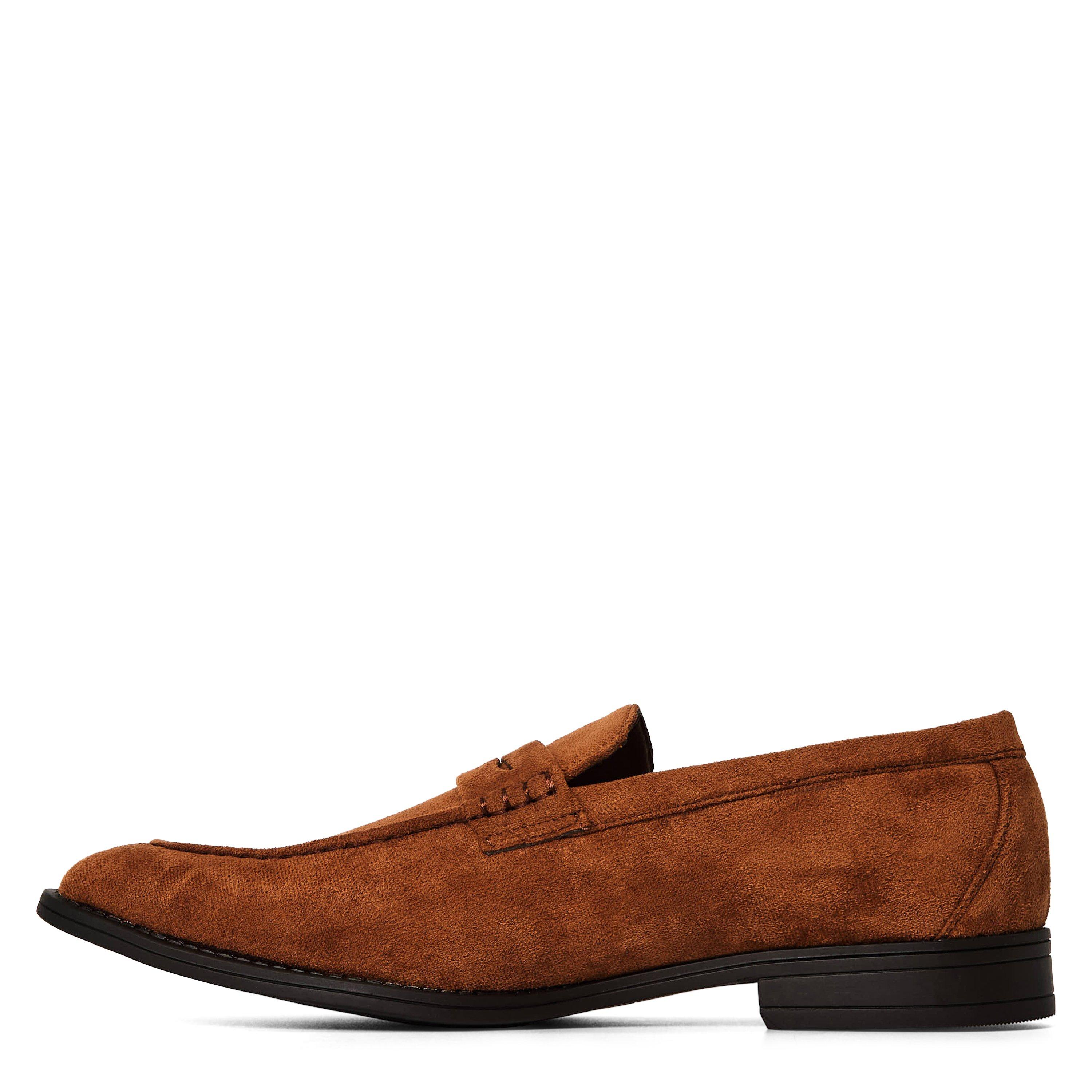 Lt Brown Suede - Wheres That From - Men's Suede Slip On Penny Loafers - 2